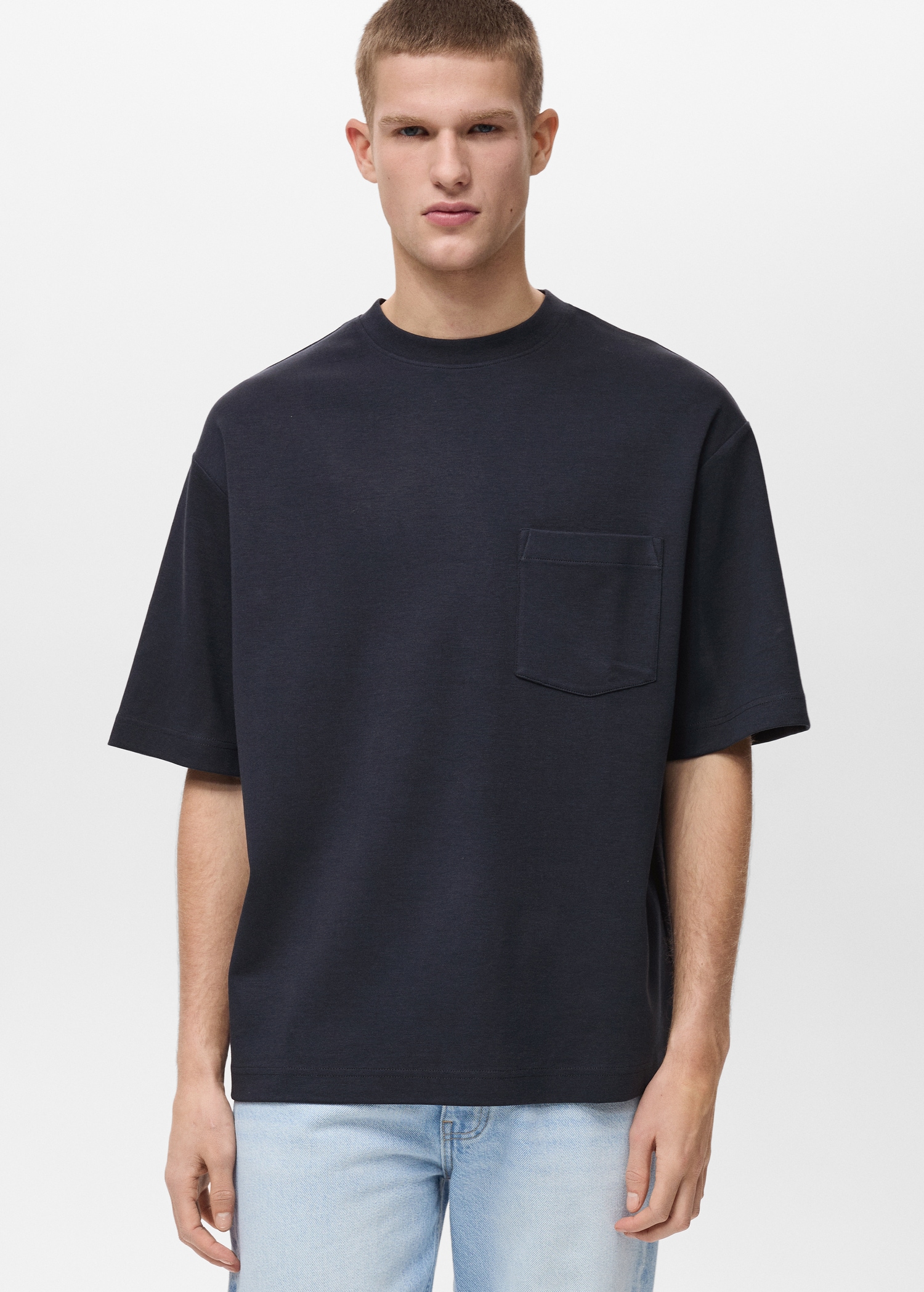 Maglietta oversize cotone tasca - Piano medio