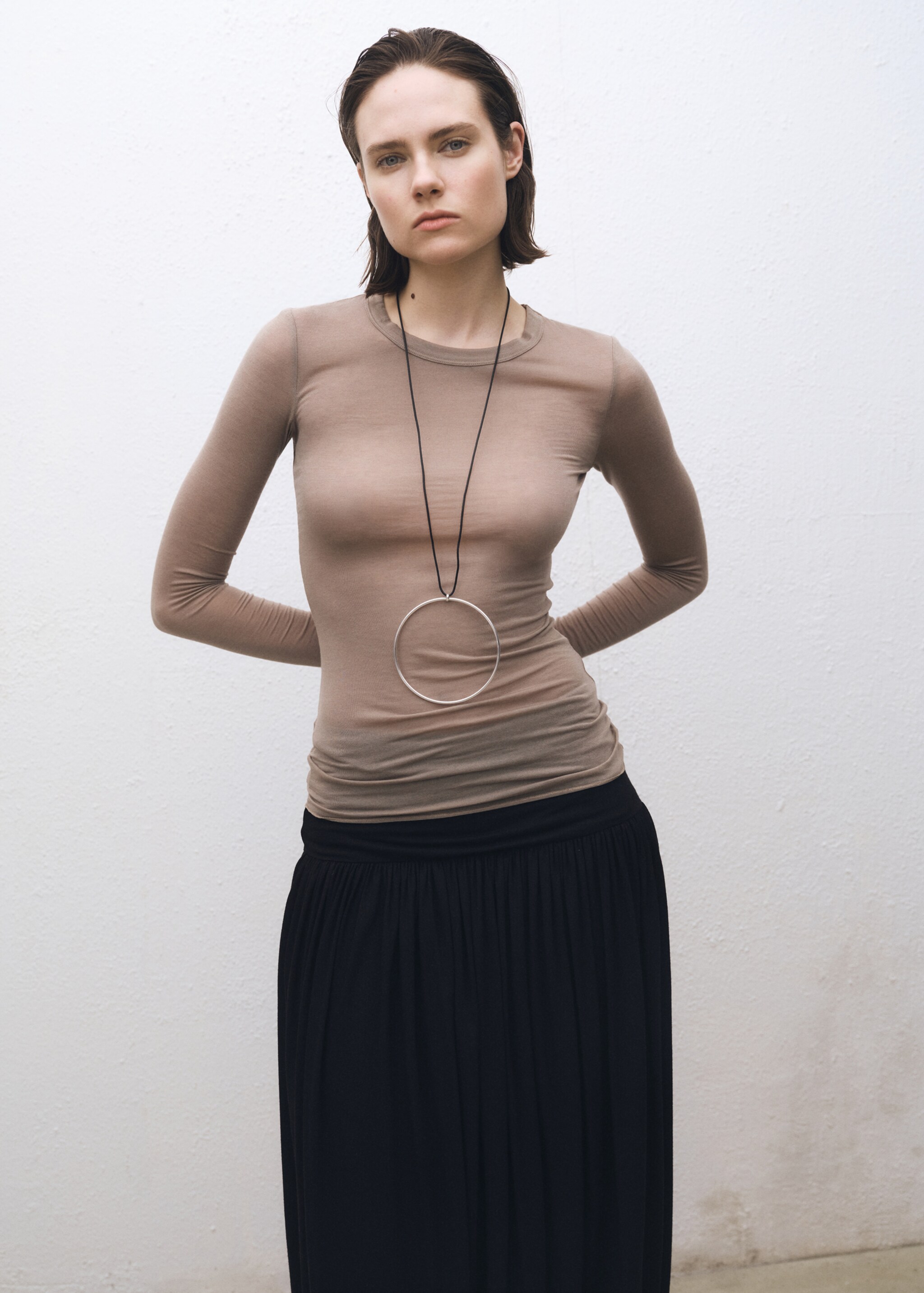 Long-sleeved wool-blend t-shirt - Details of the article 1
