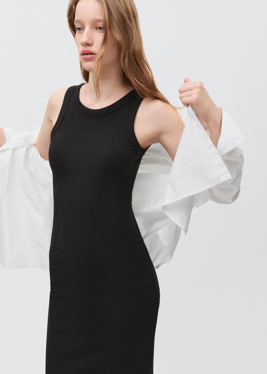 ★韓国人気★I AM MARI★RIBBED KNIT DRESS Stripe Fitted Long Sleeve Knitted Midi Dress | Karen Millen