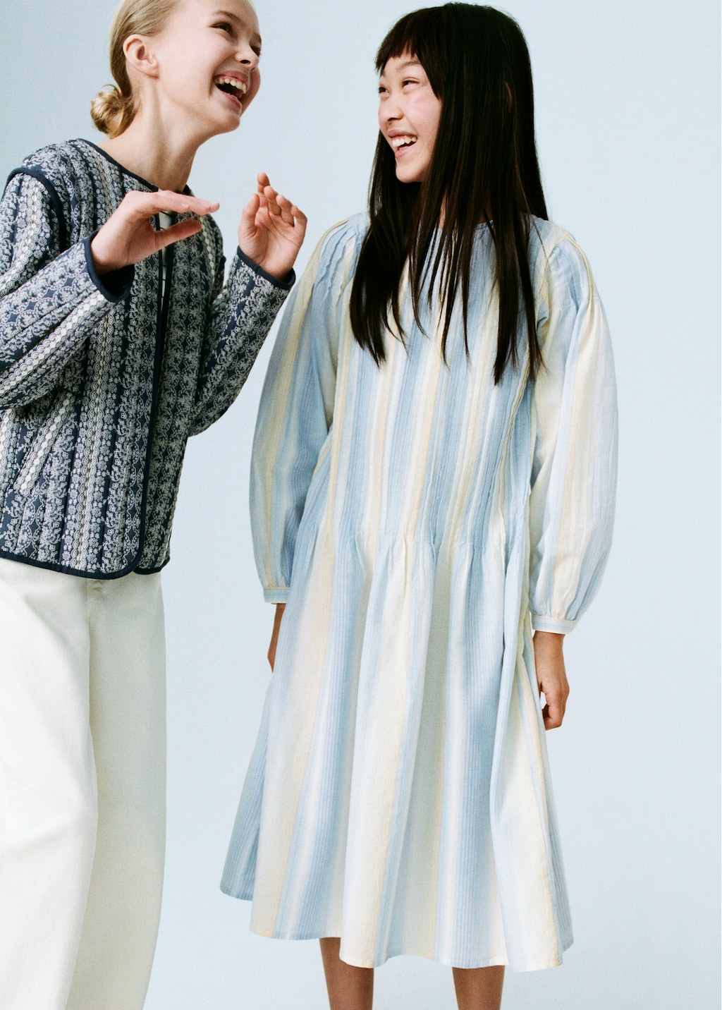 Striped gathered dress