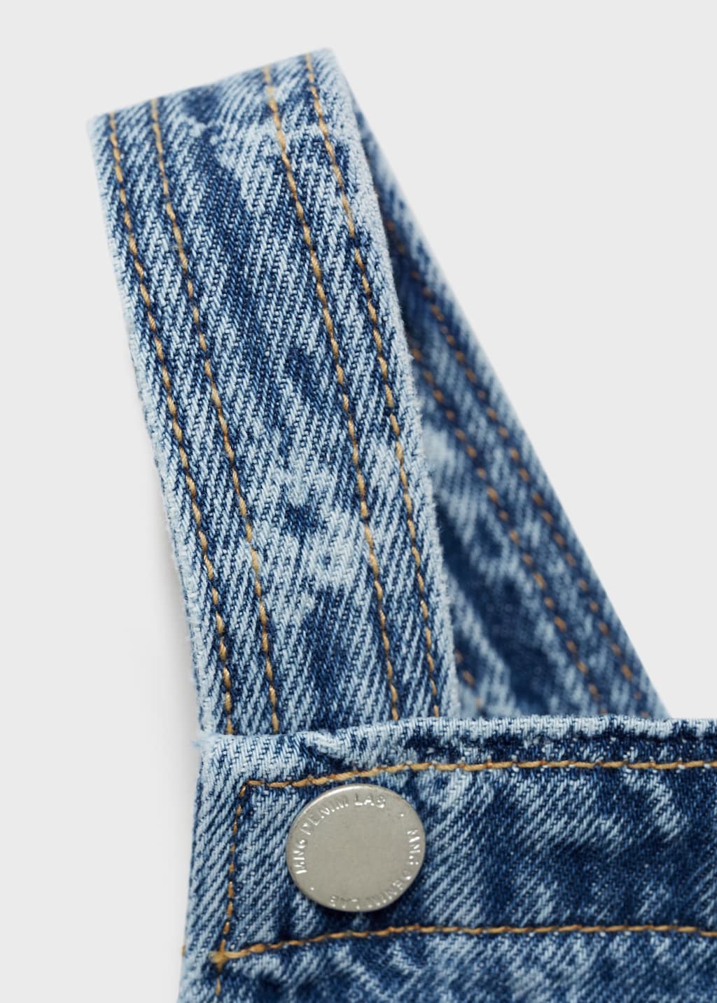 Printed denim pinafore