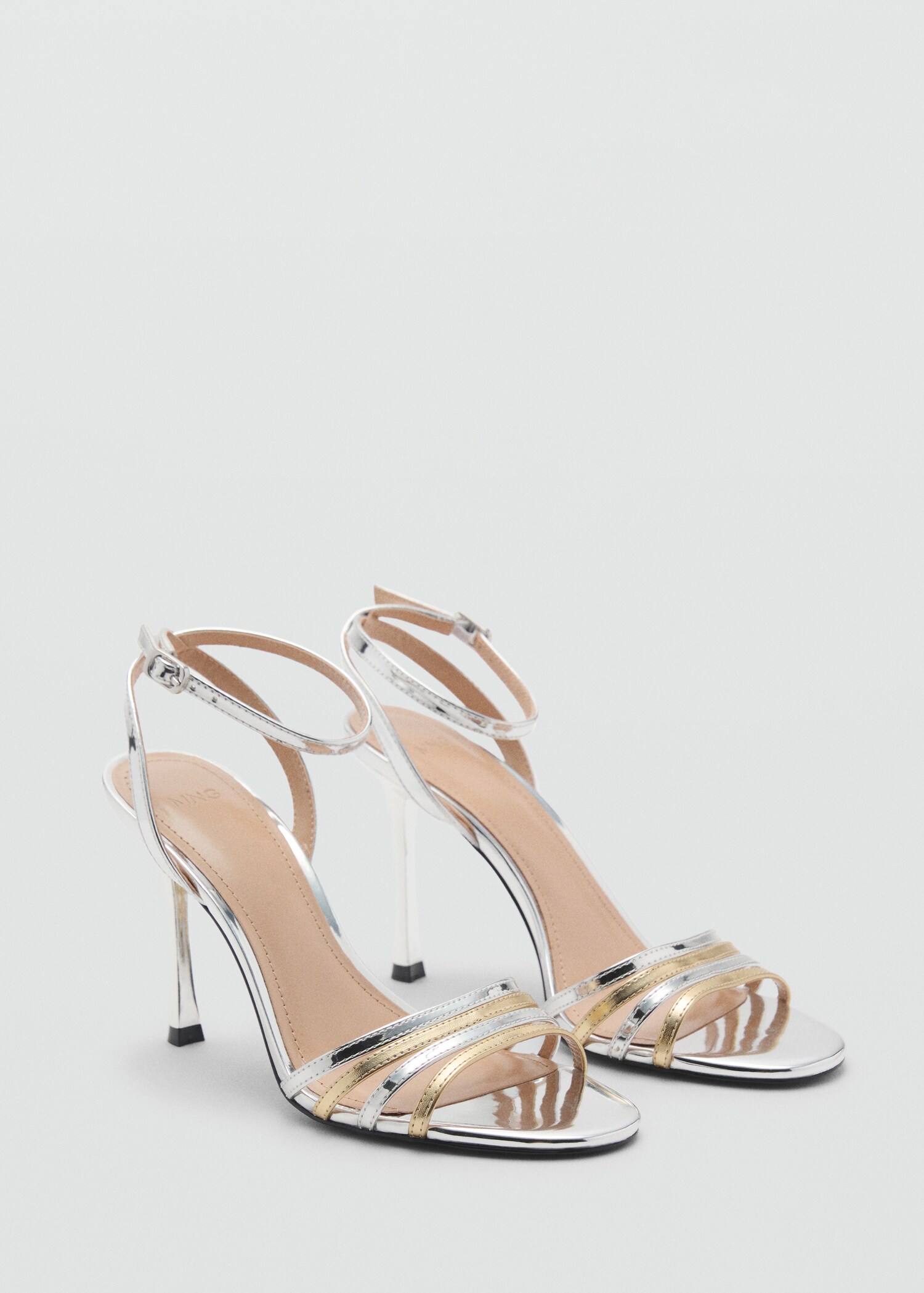 Combined-strap heeled sandals - Medium plane