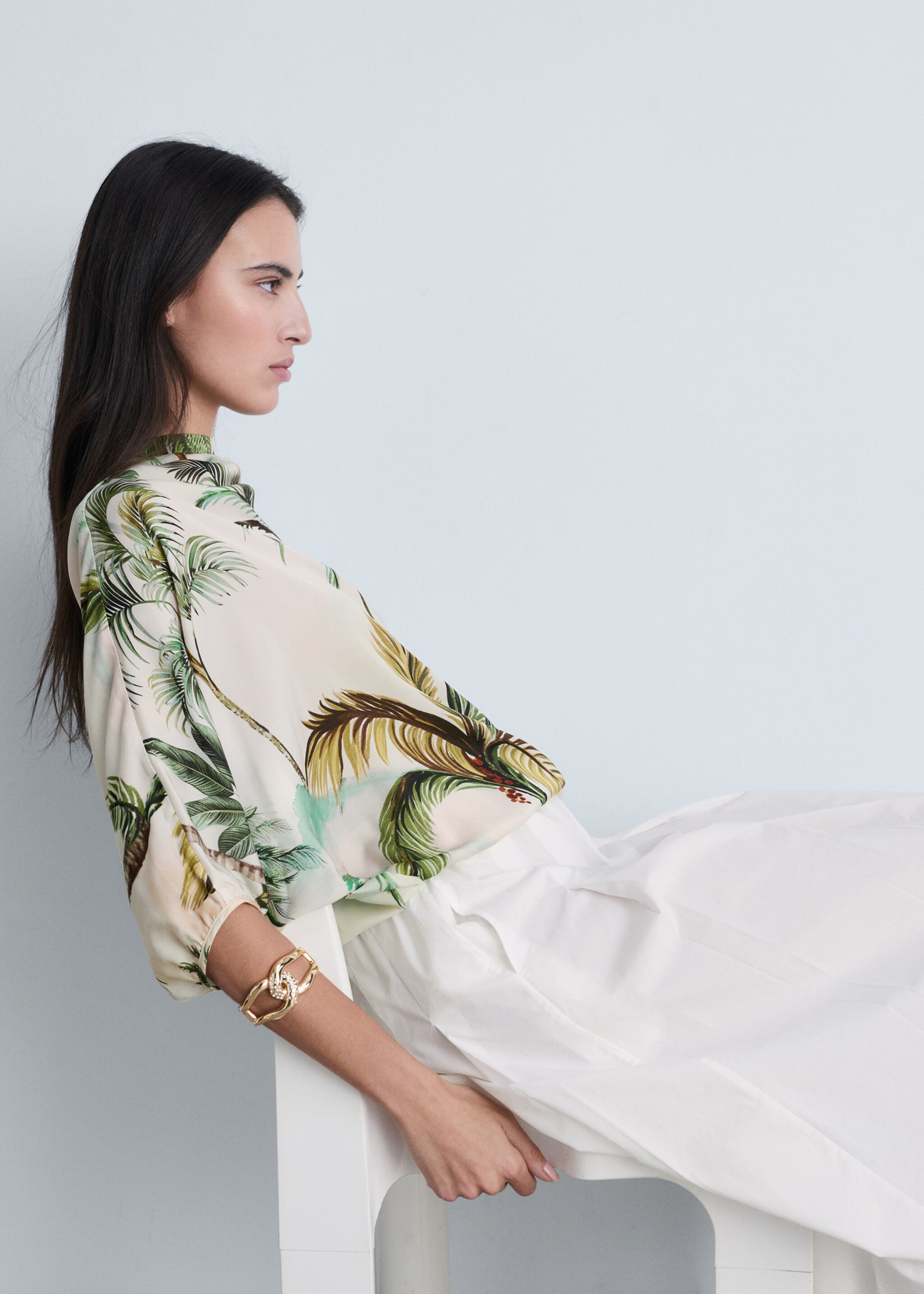 Jubah drape dengan motif tropis - Rincian barang 2