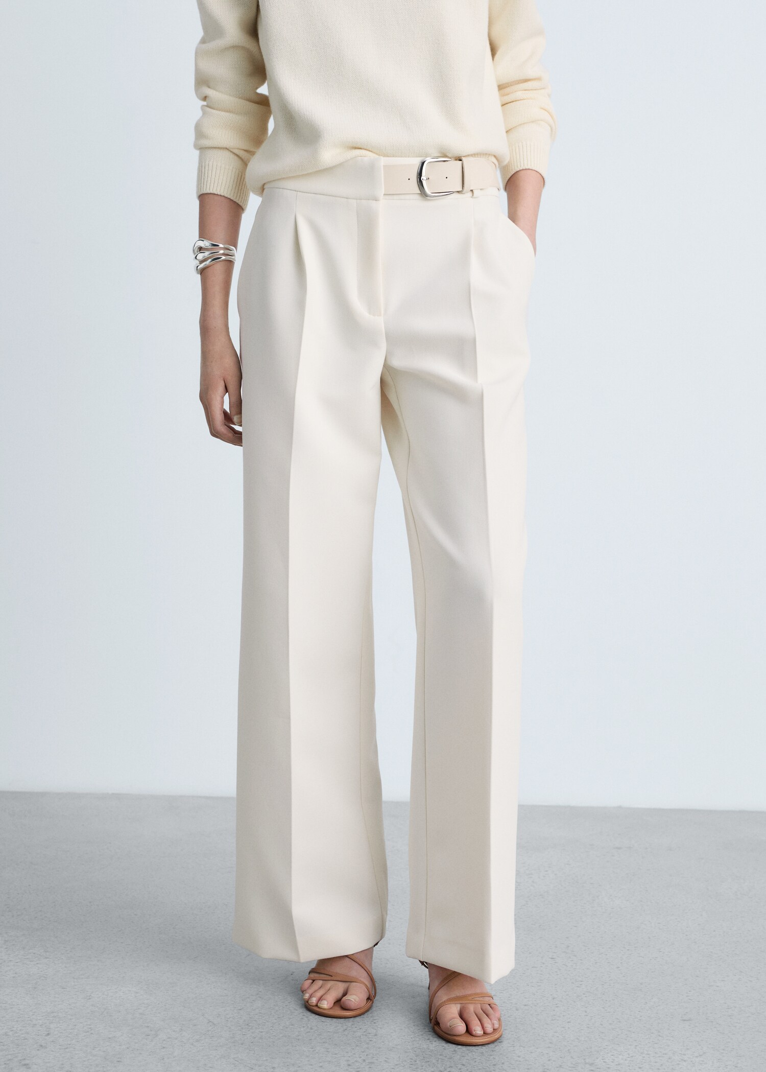 Belt straight-fit pants - Medium plane