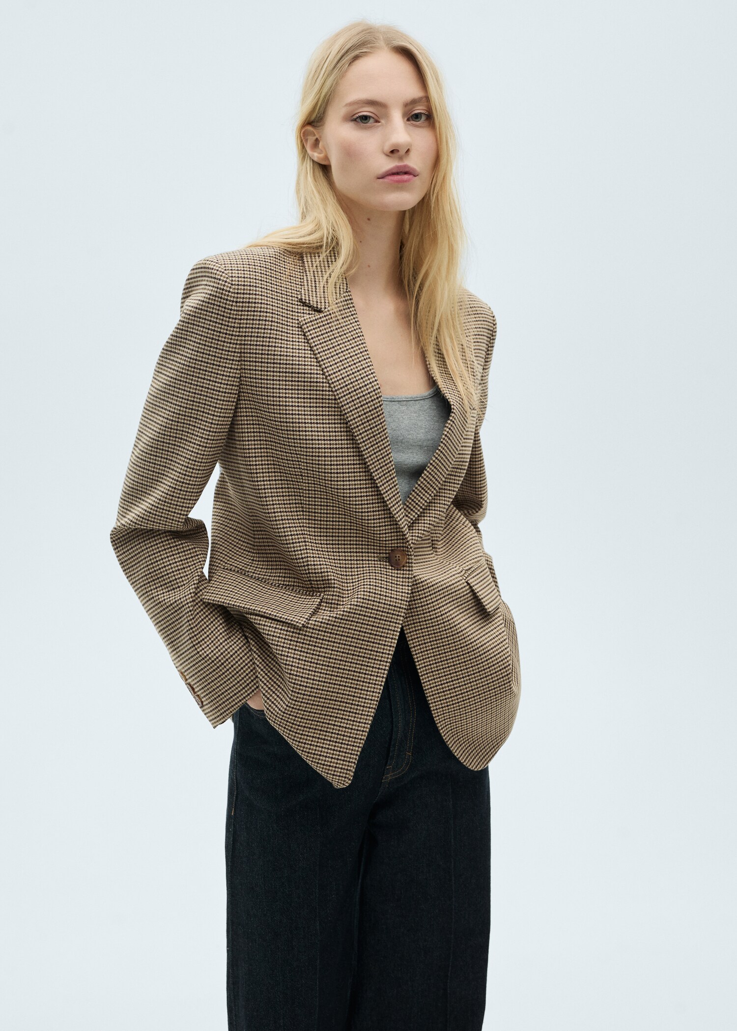 Straight-fit micro-houndstooth jacket - Medium plane