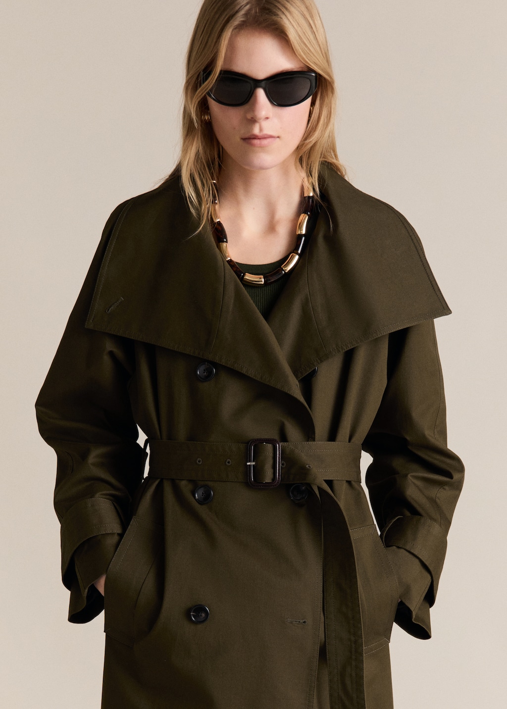 Mango Long double-breasted trench coat
