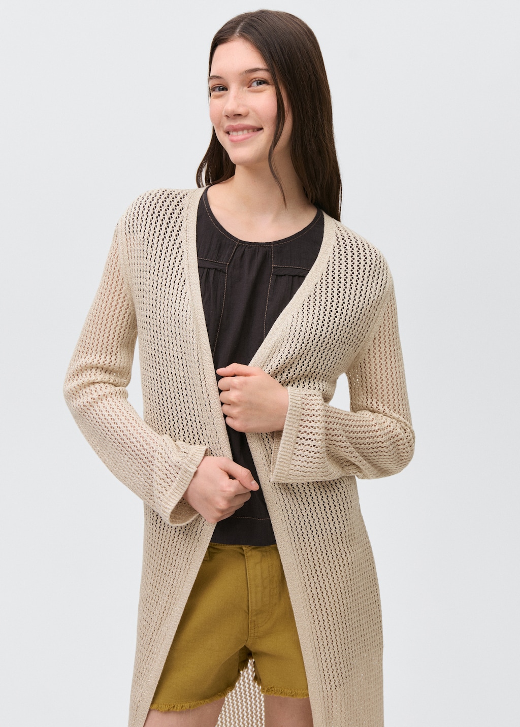 Long openwork knitted cardigan - Teen | MANGO USA Long openwork knitted cardigan - Teen | MANGO USA