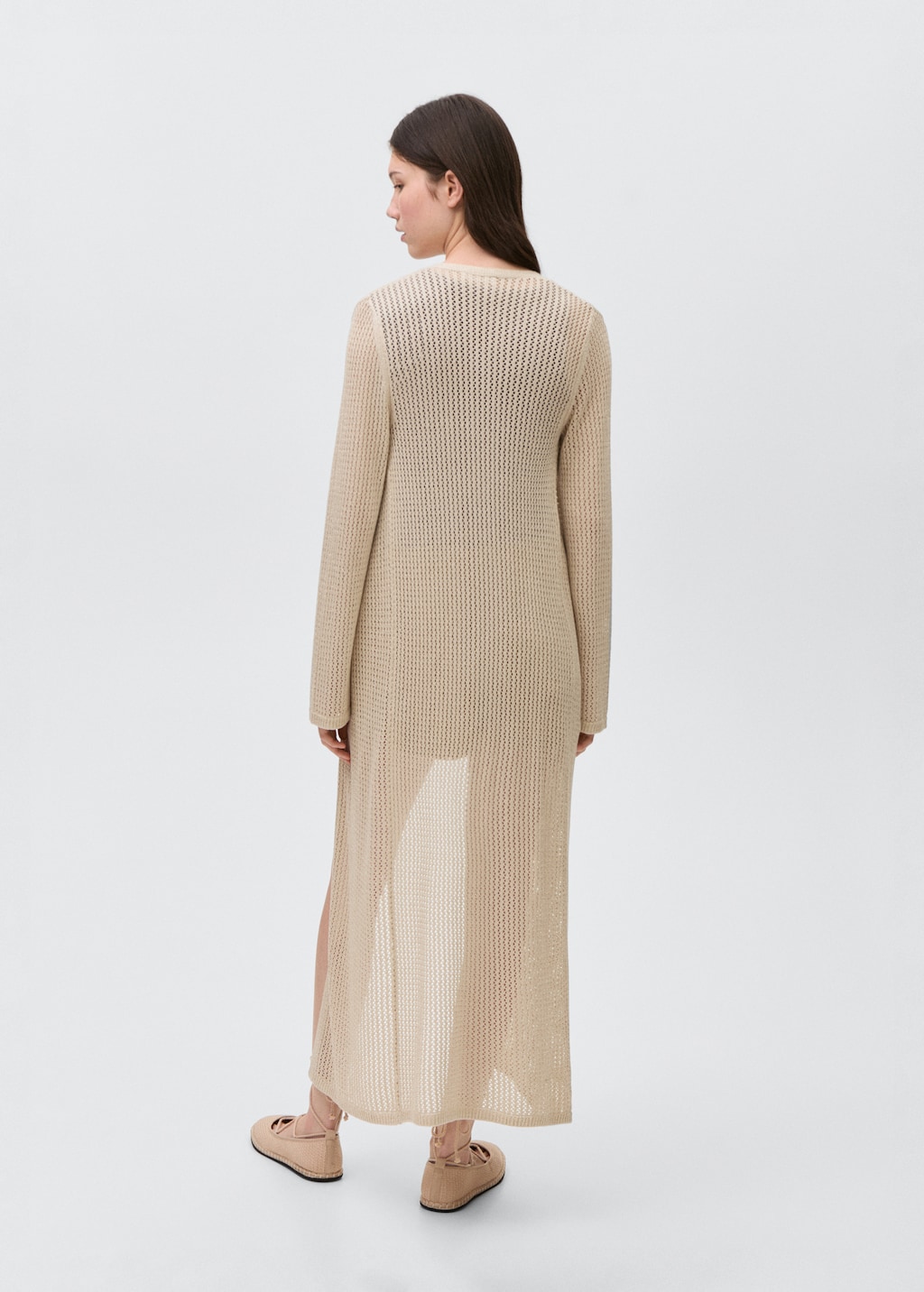 Long openwork knitted cardigan - Teen | MANGO USA