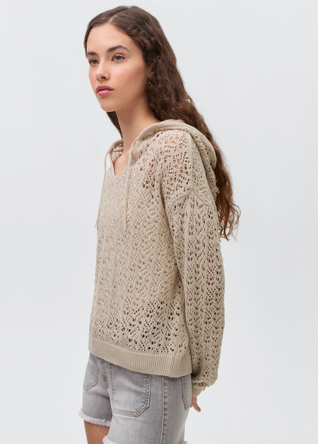 トップス melt the lady front open knit GOLDSTITCH Women's Open Front Knited Loose Crew Neck Fringe