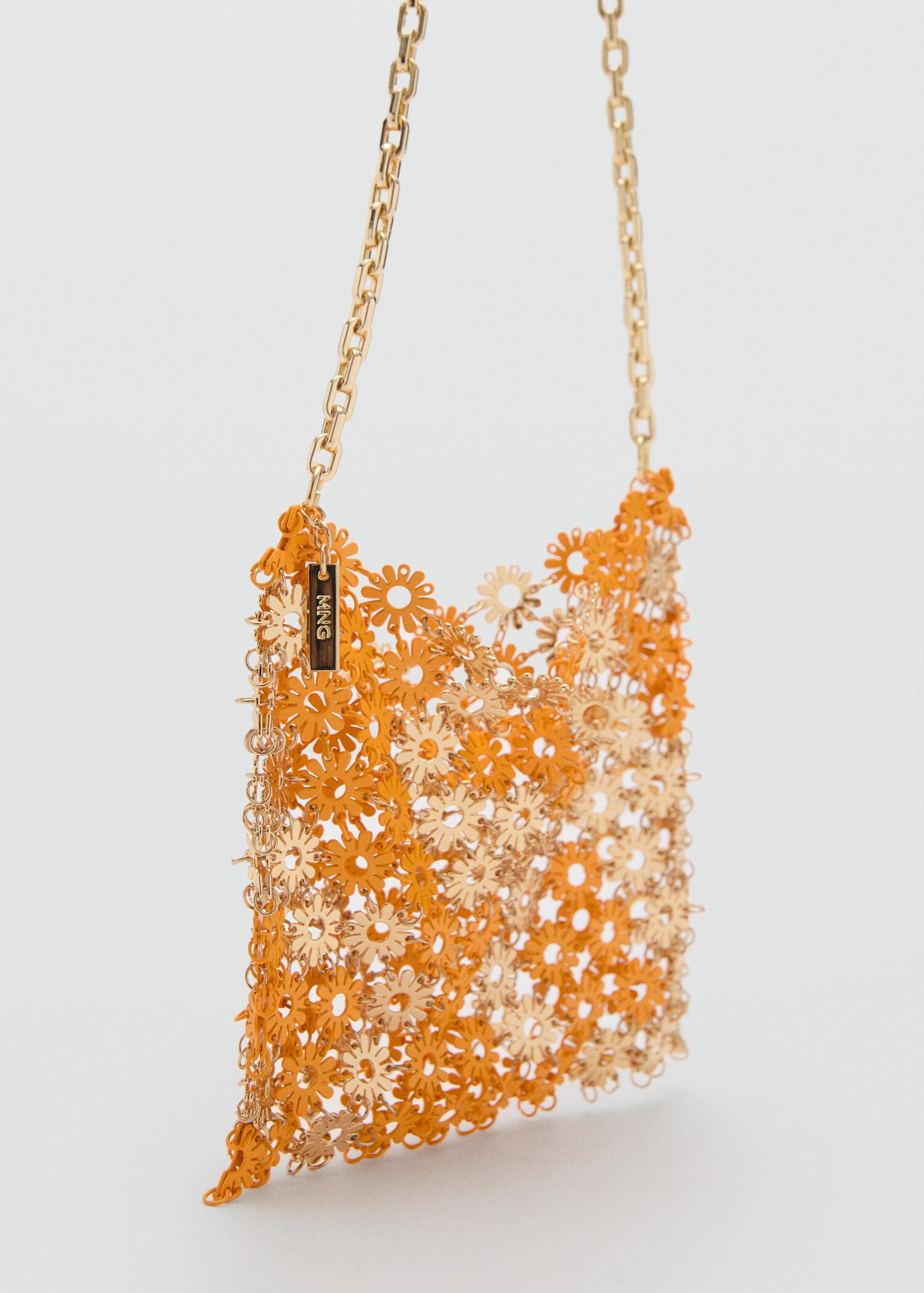 Schultertasche mit Metallic-Blumen - Mittlere Ansicht