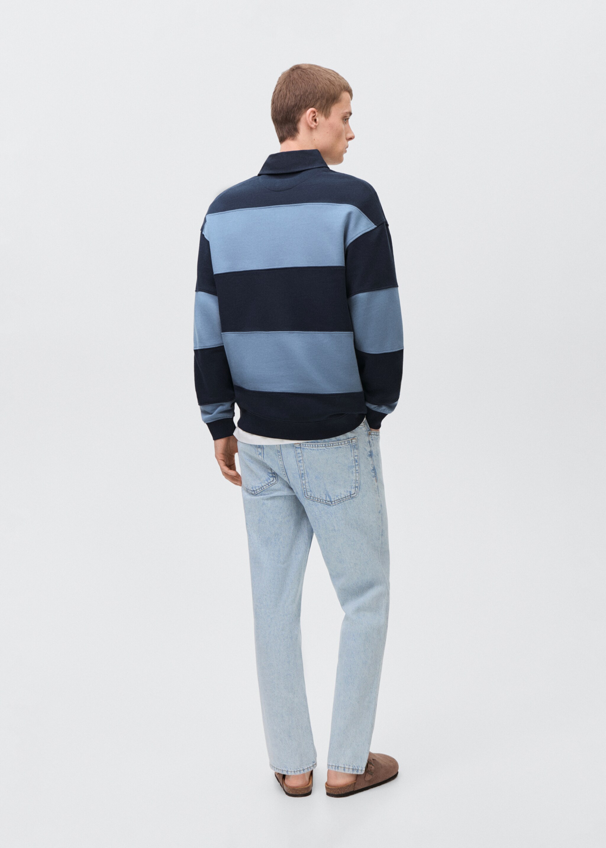 Striped polo-neck sweatshirt - Reverse of the article