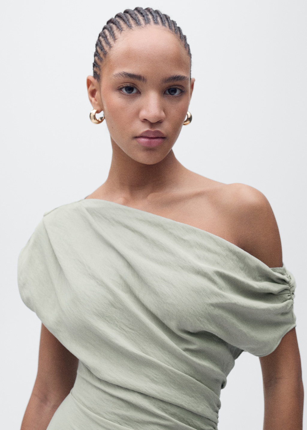 Mango Asymmetrical draped short dress