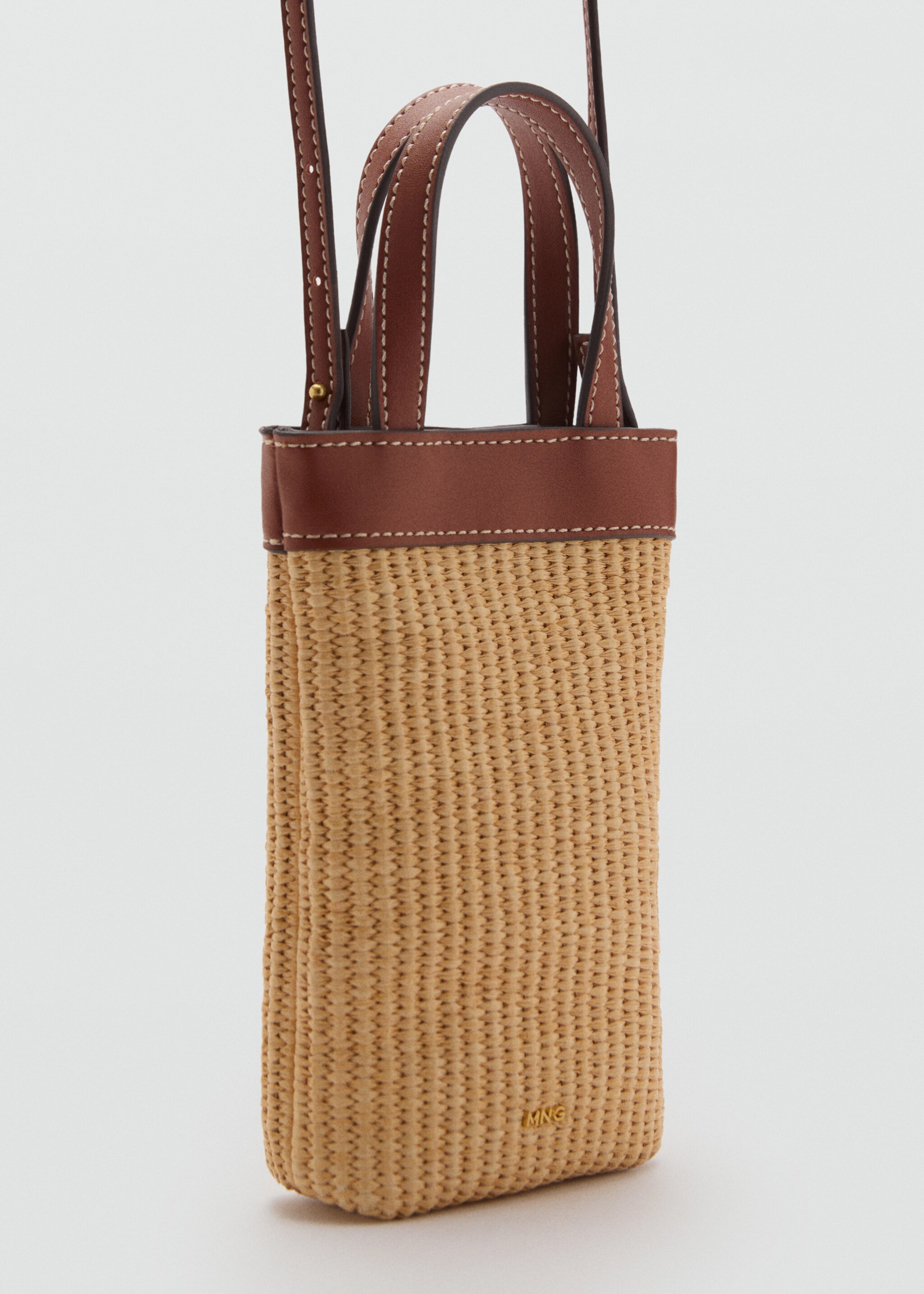 Raffia-effect crossbody mobile case - Medium plane