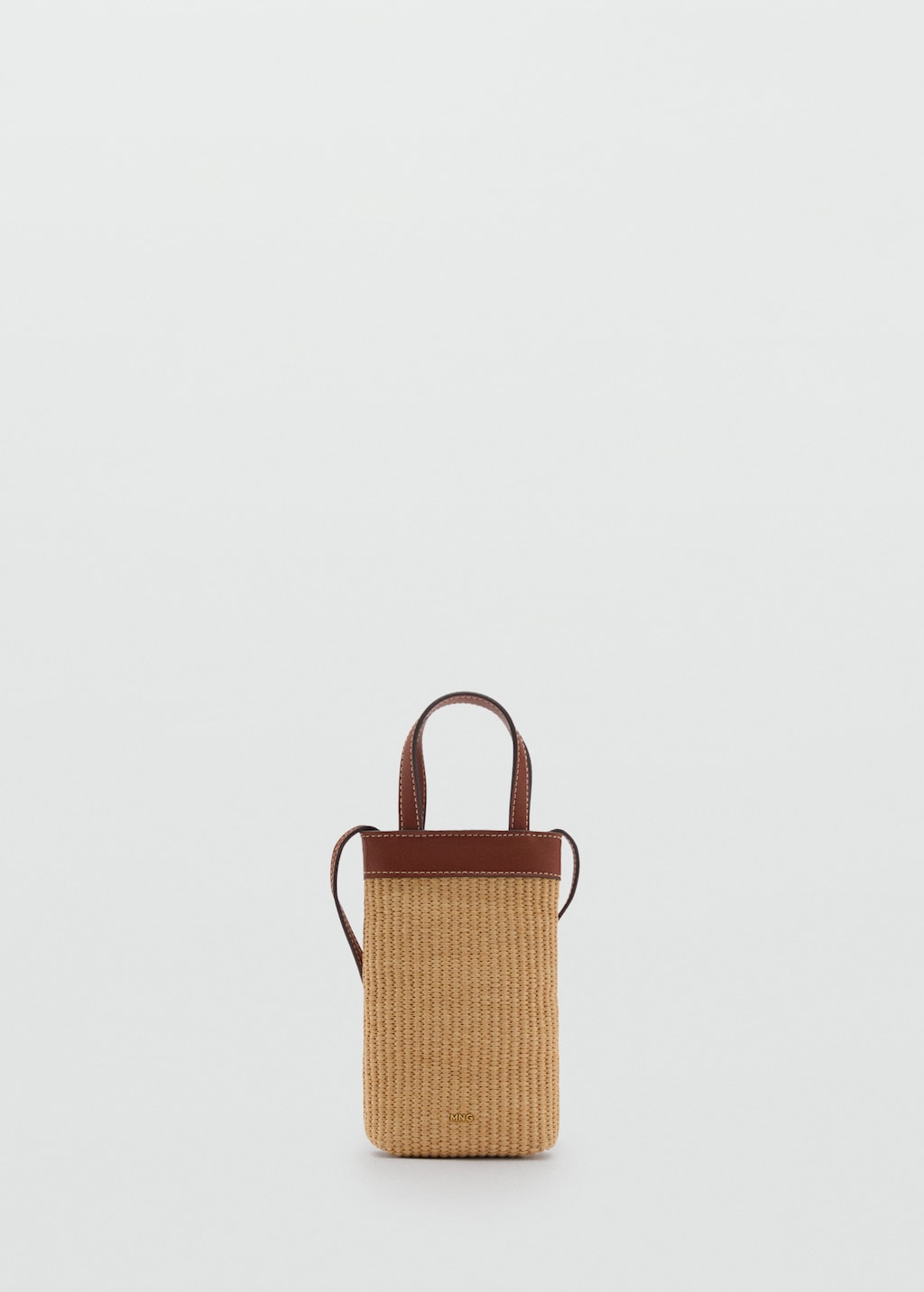 Raffia-effect crossbody cell phone case