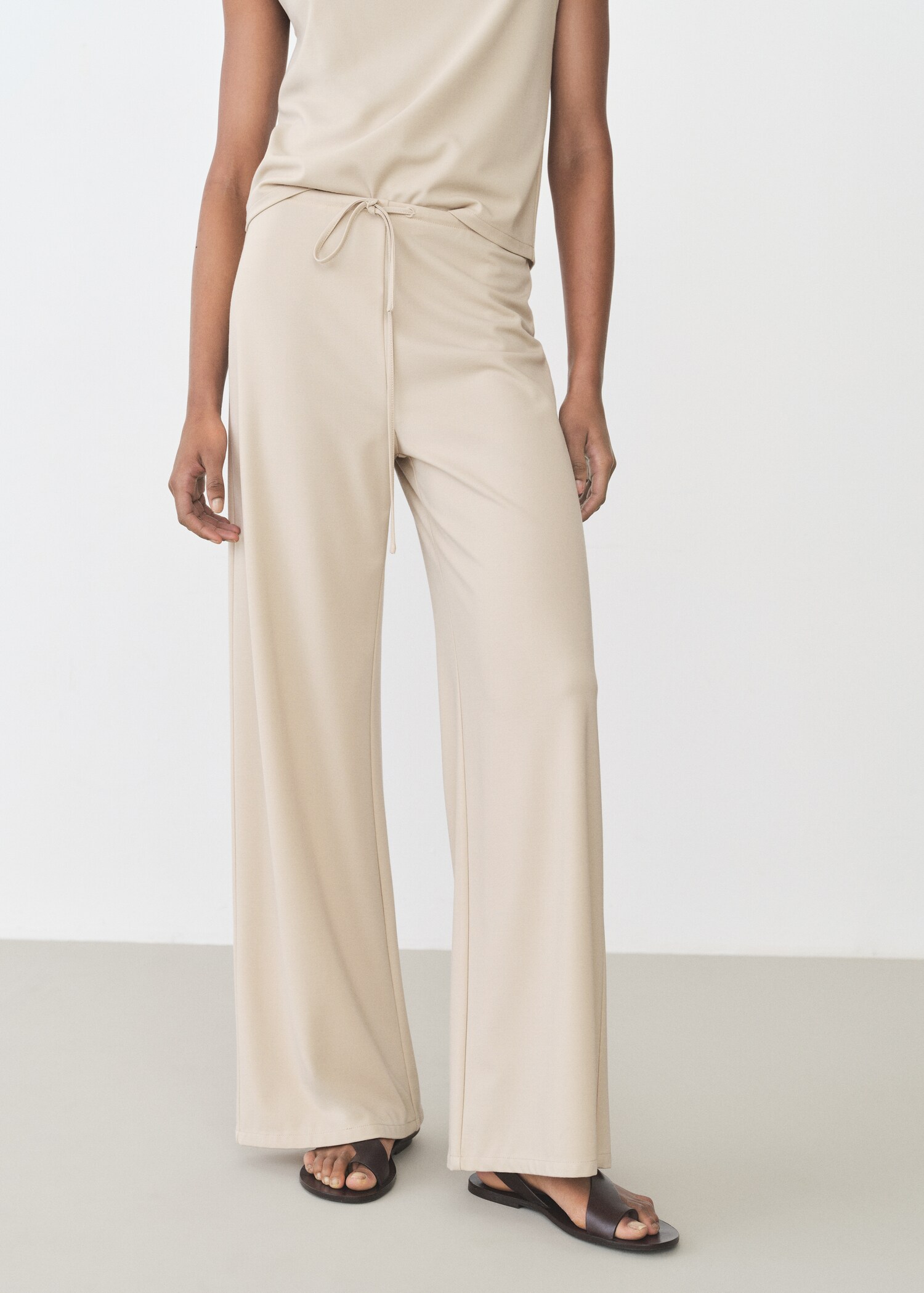 Pantalon wideleg taille élastique - Plan moyen