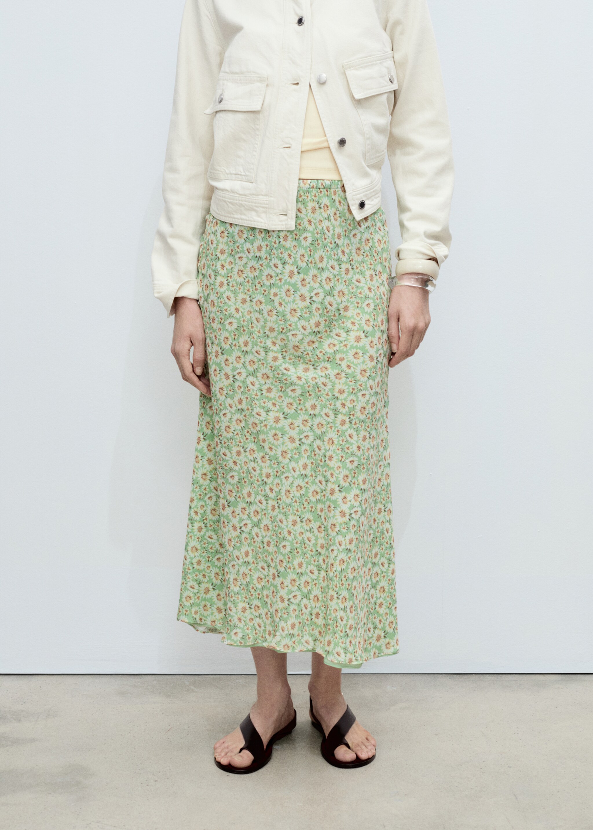 Long floral flared skirt - Medium plane
