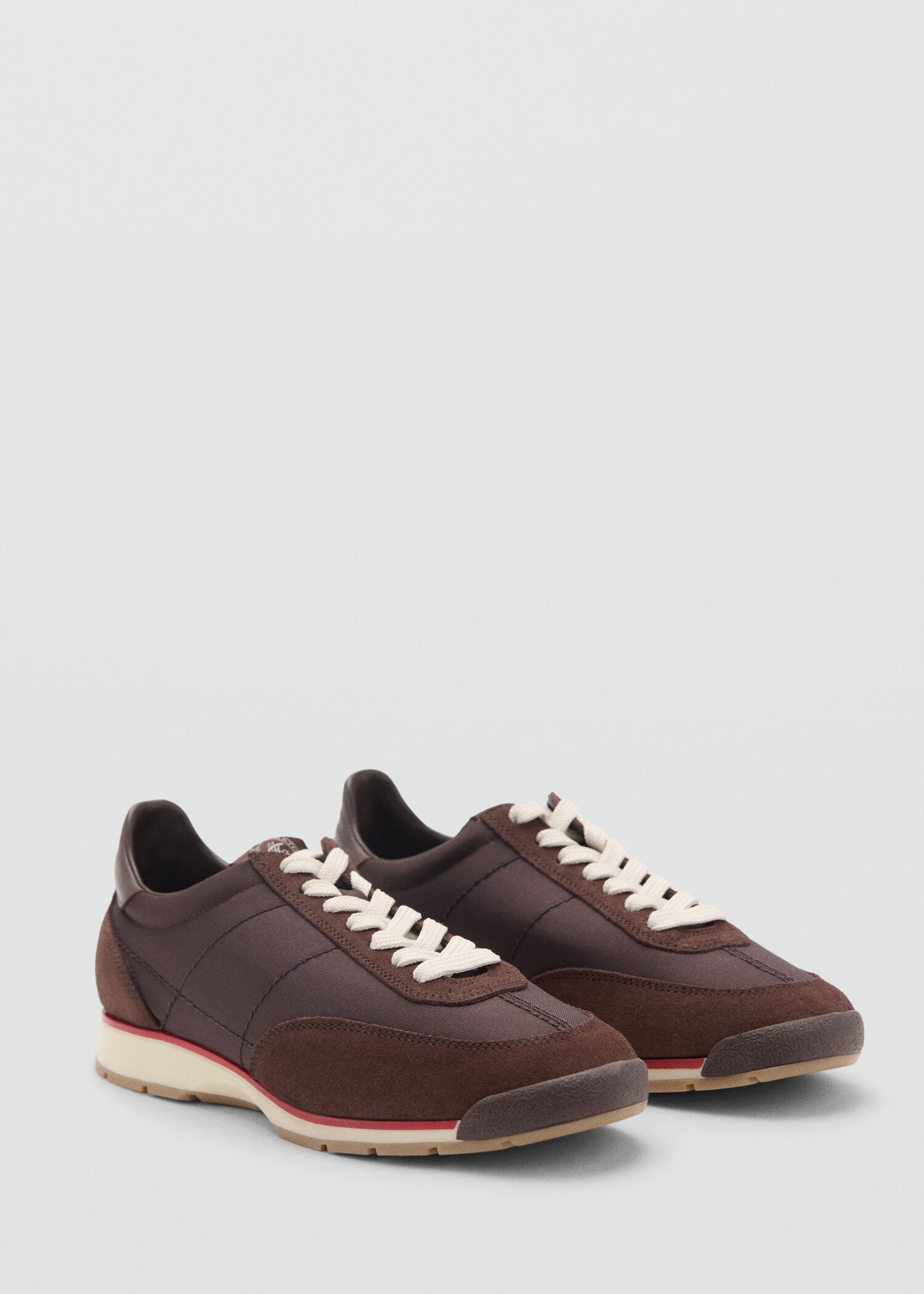 Sneakers with contrasting stripe and suede panels - Medium plane