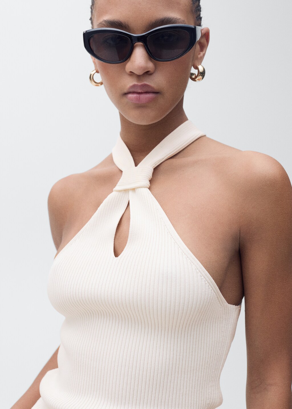 Halter-neck top with knot detail