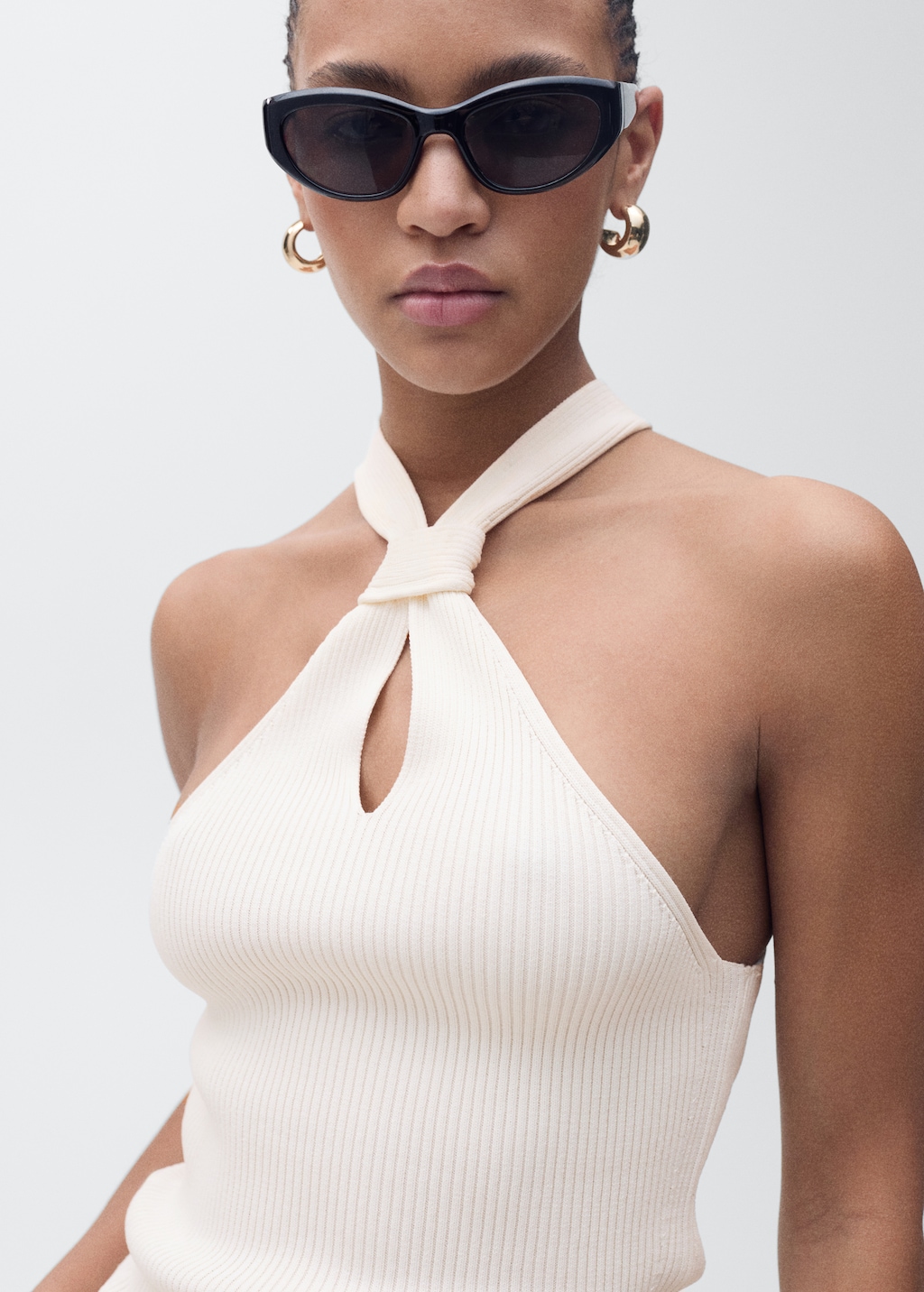 Halter-neck top with knot detail