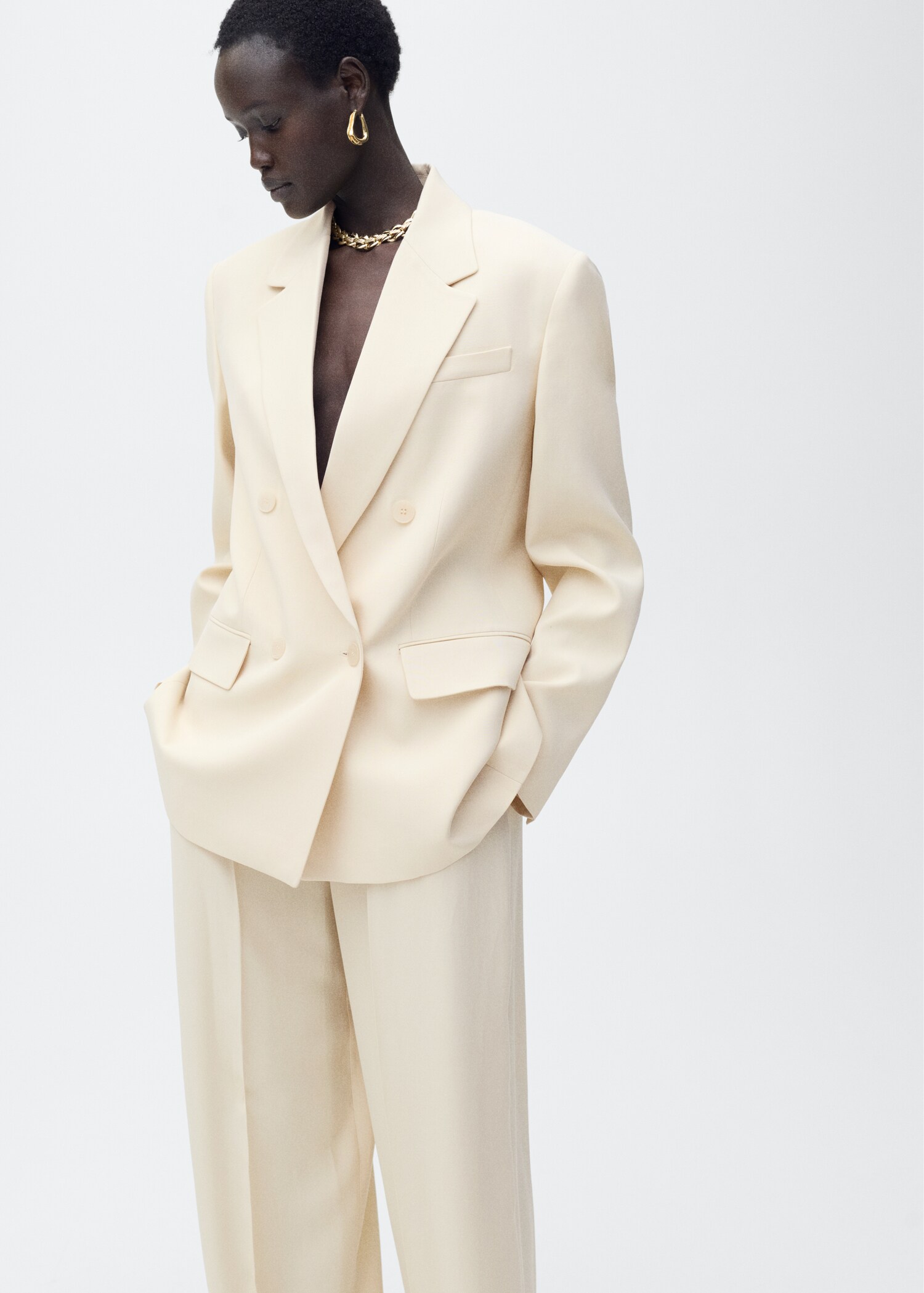 Pleated wideleg suit trousers - Details of the article 1