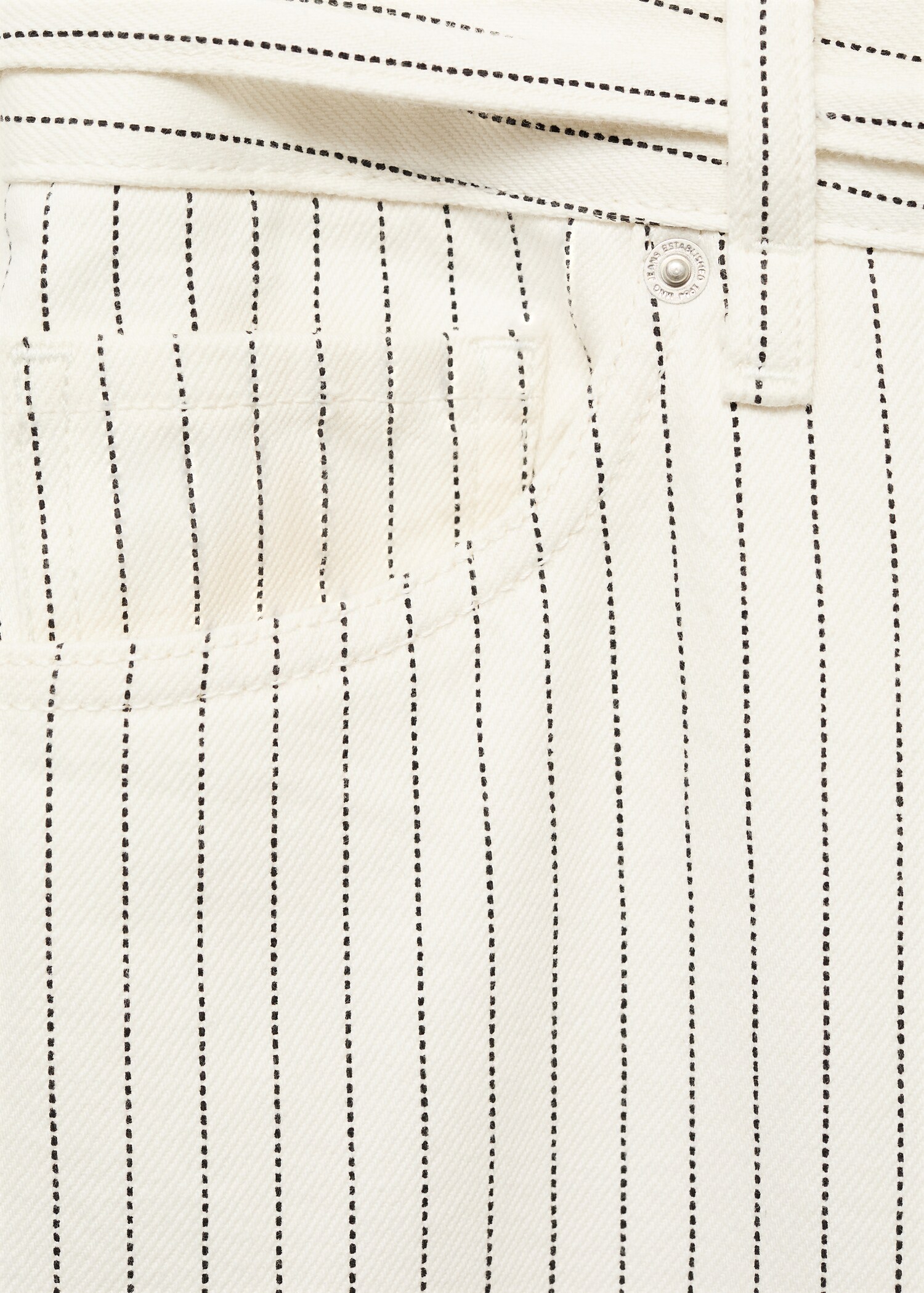 Wide-leg jeans with stripes and belt - Details of the article 0