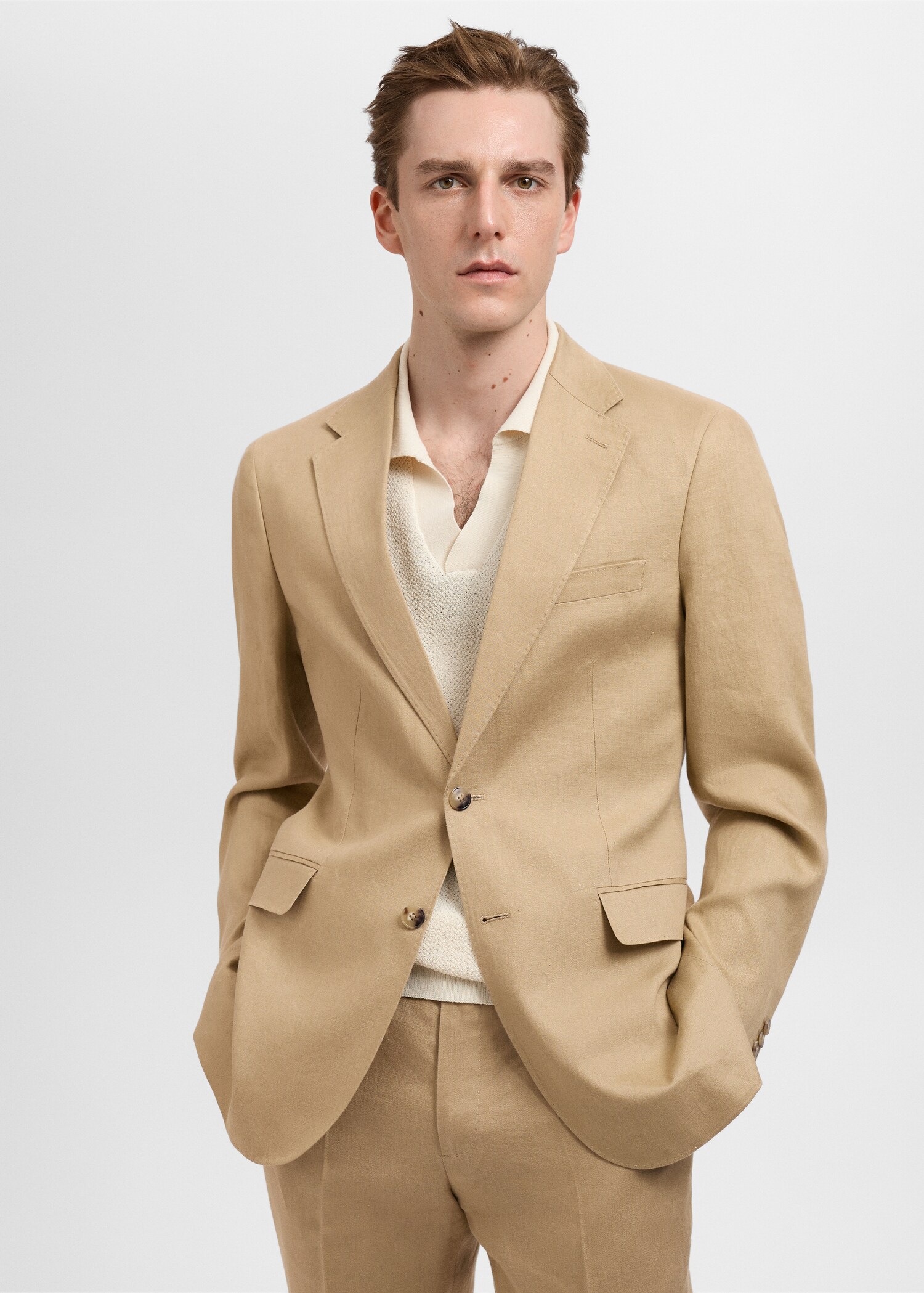 Amalfi slim-fit colbert 100% linnen - Middenvlak