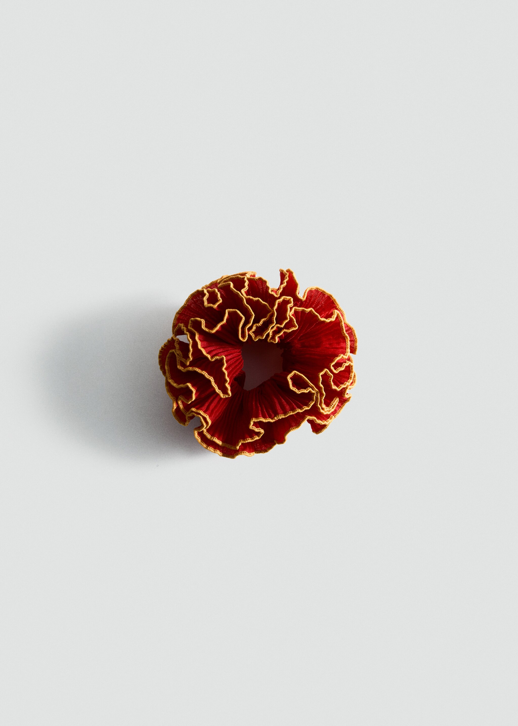 Scrunchie met bloem en contrasterend biesje - Artikel zonder model