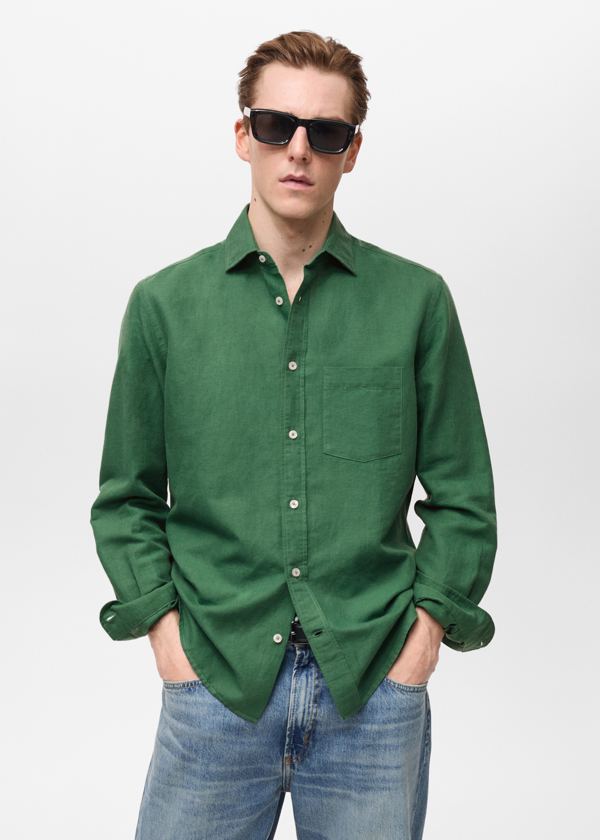 Pocket linen shirt - Medium plane