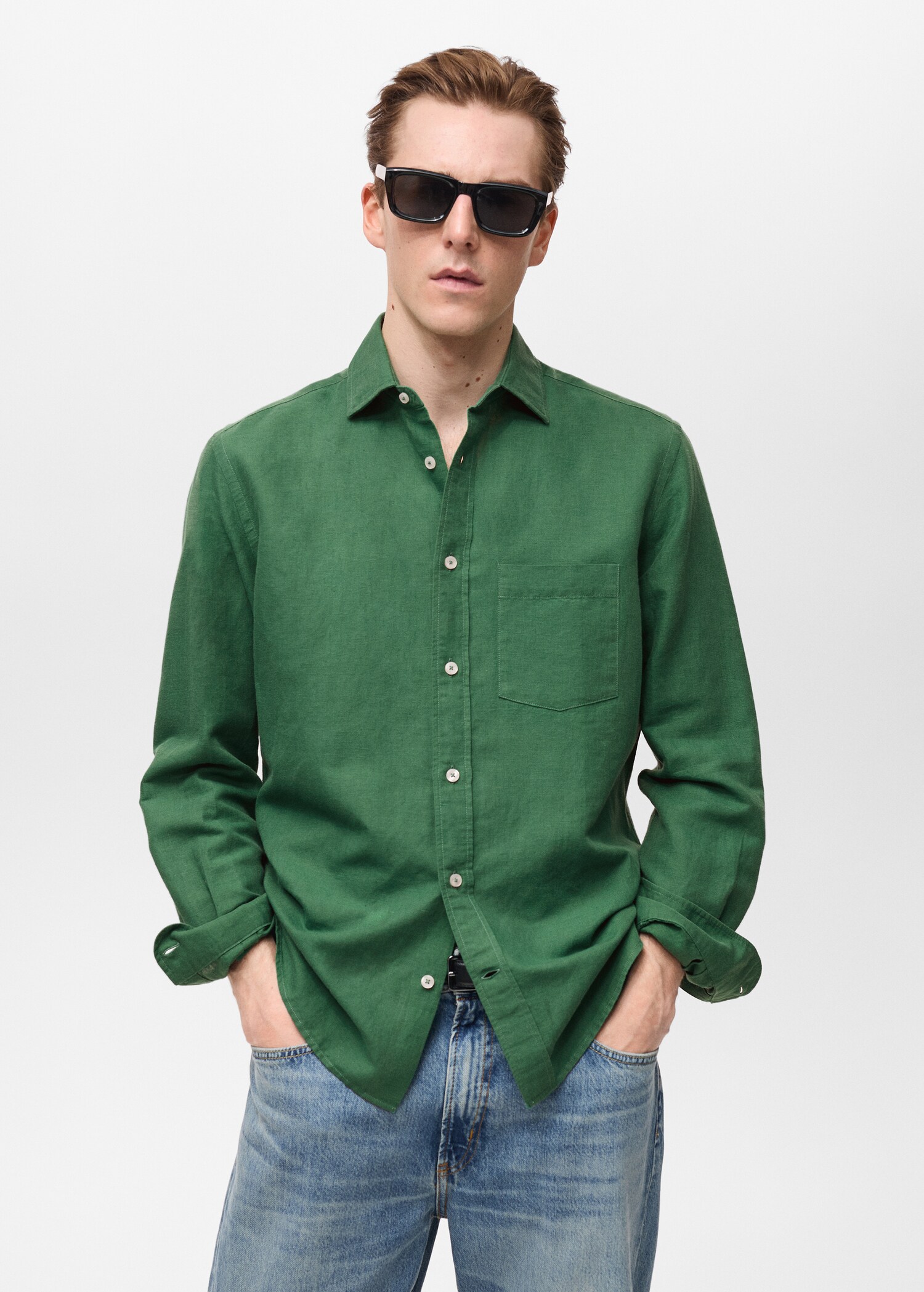 Pocket linen shirt - Medium plane