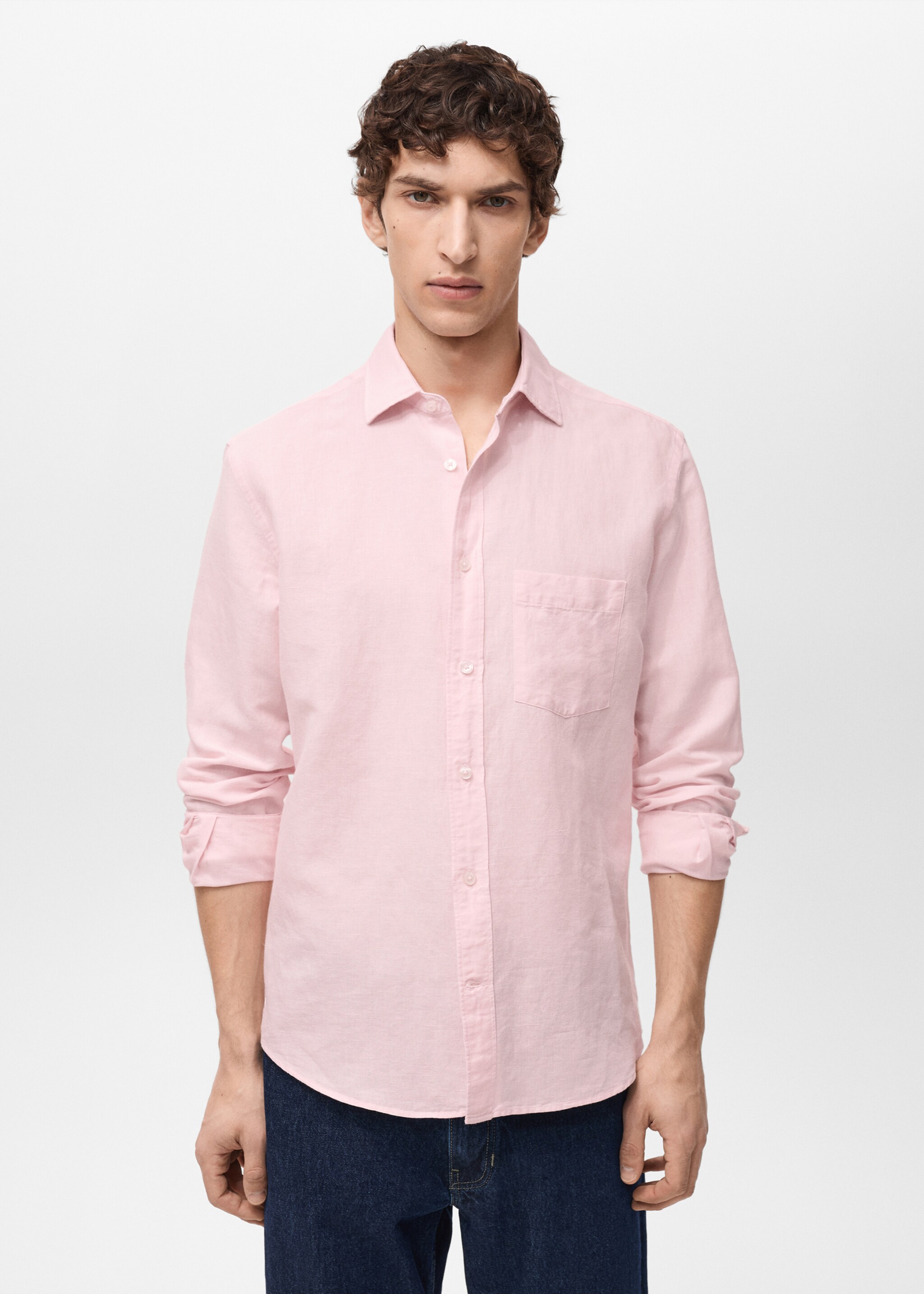 Linnen blouse met borstzak - Middenvlak