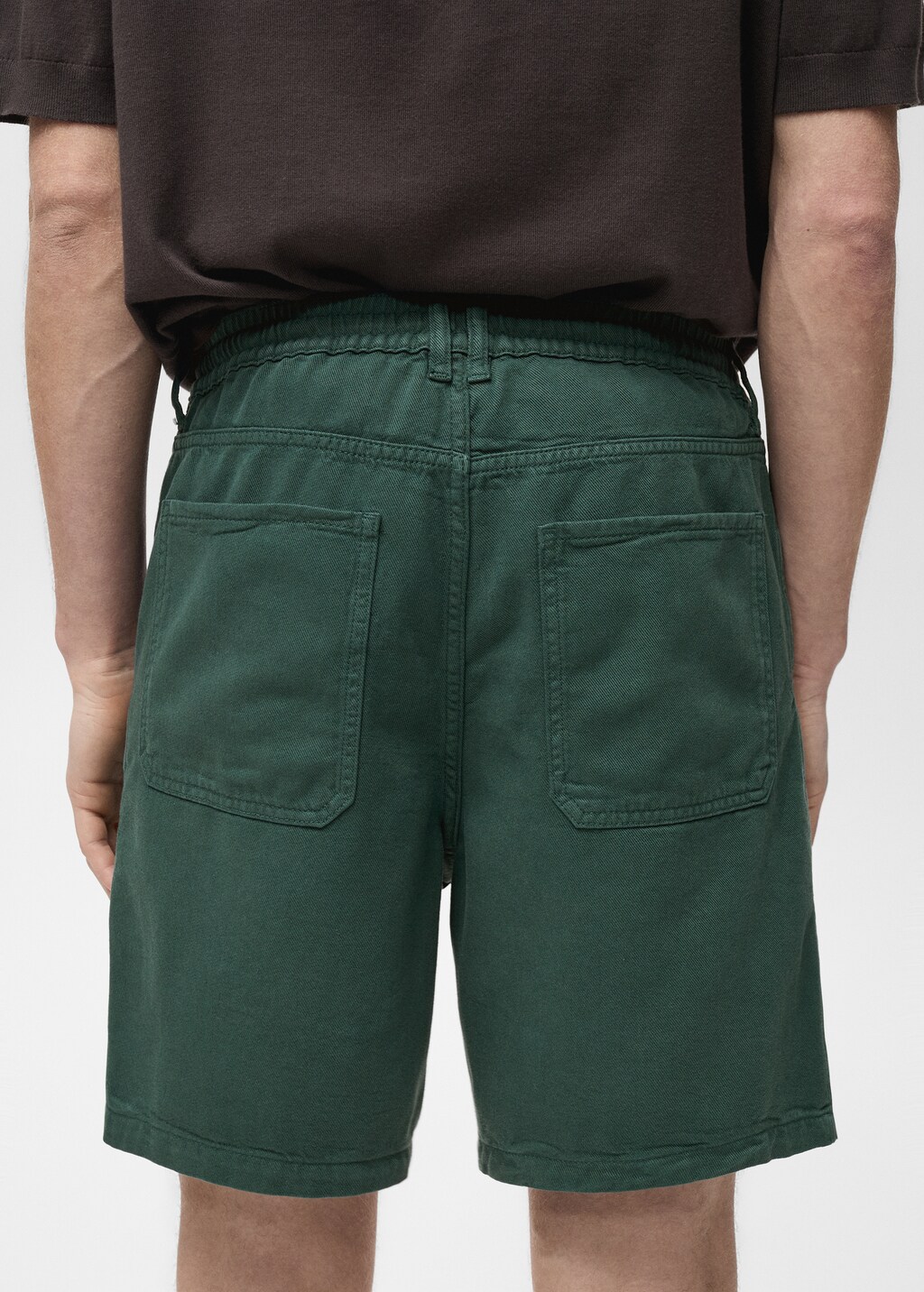 Denim bermuda shorts with drawstring