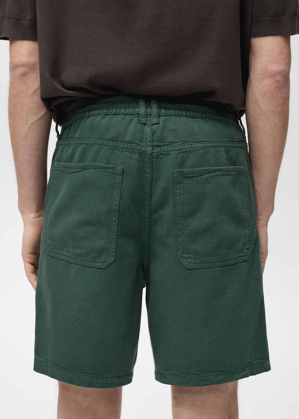 Denim bermuda shorts with drawstring