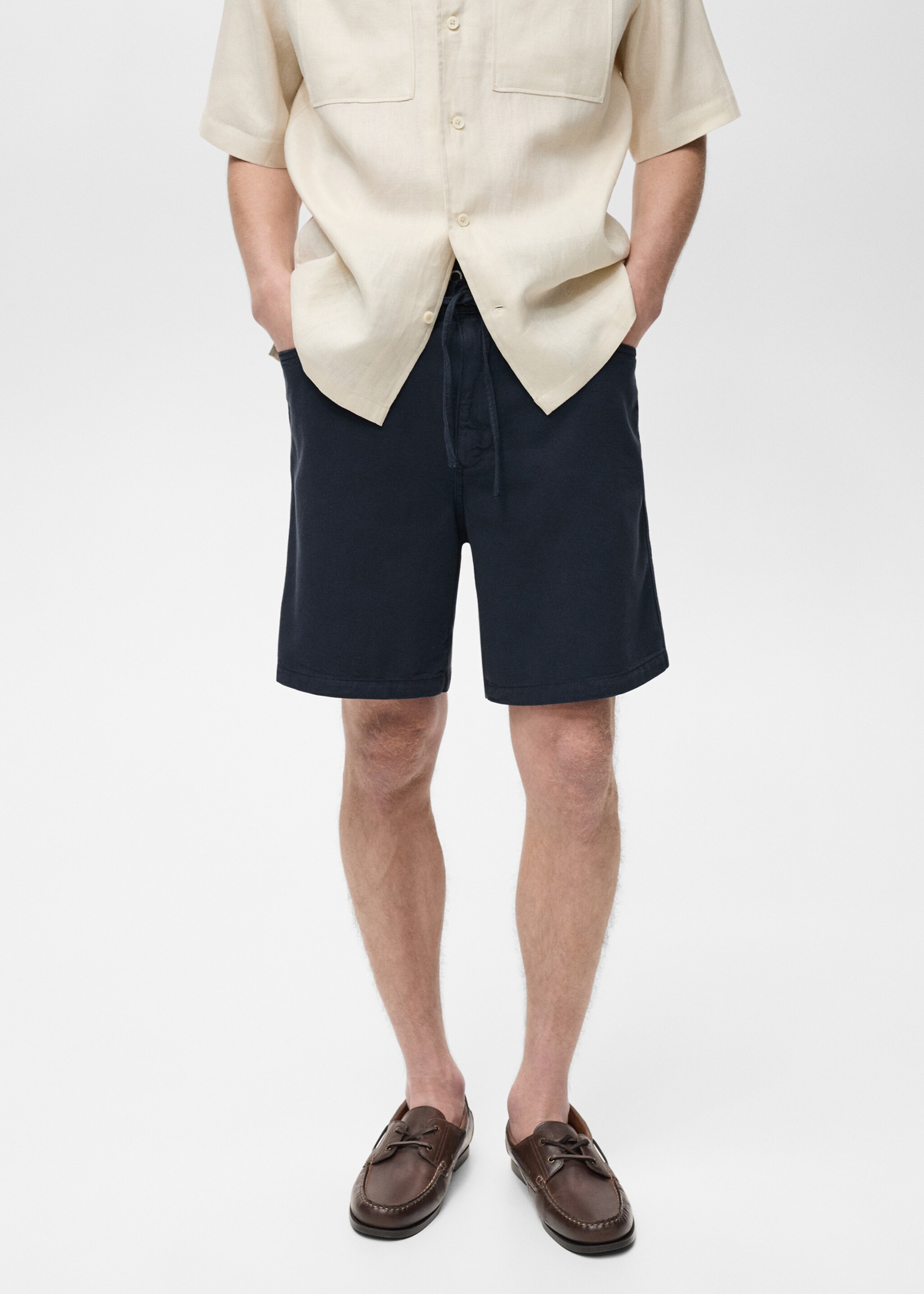 Denim bermuda shorts with drawstring - Medium plane