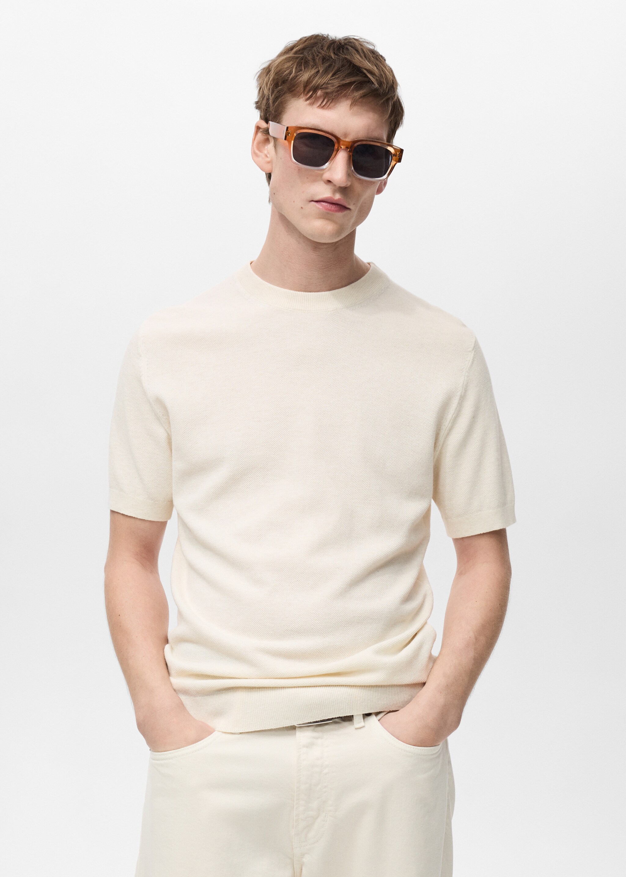 Cotton fine-knit t-shirt - Medium plane