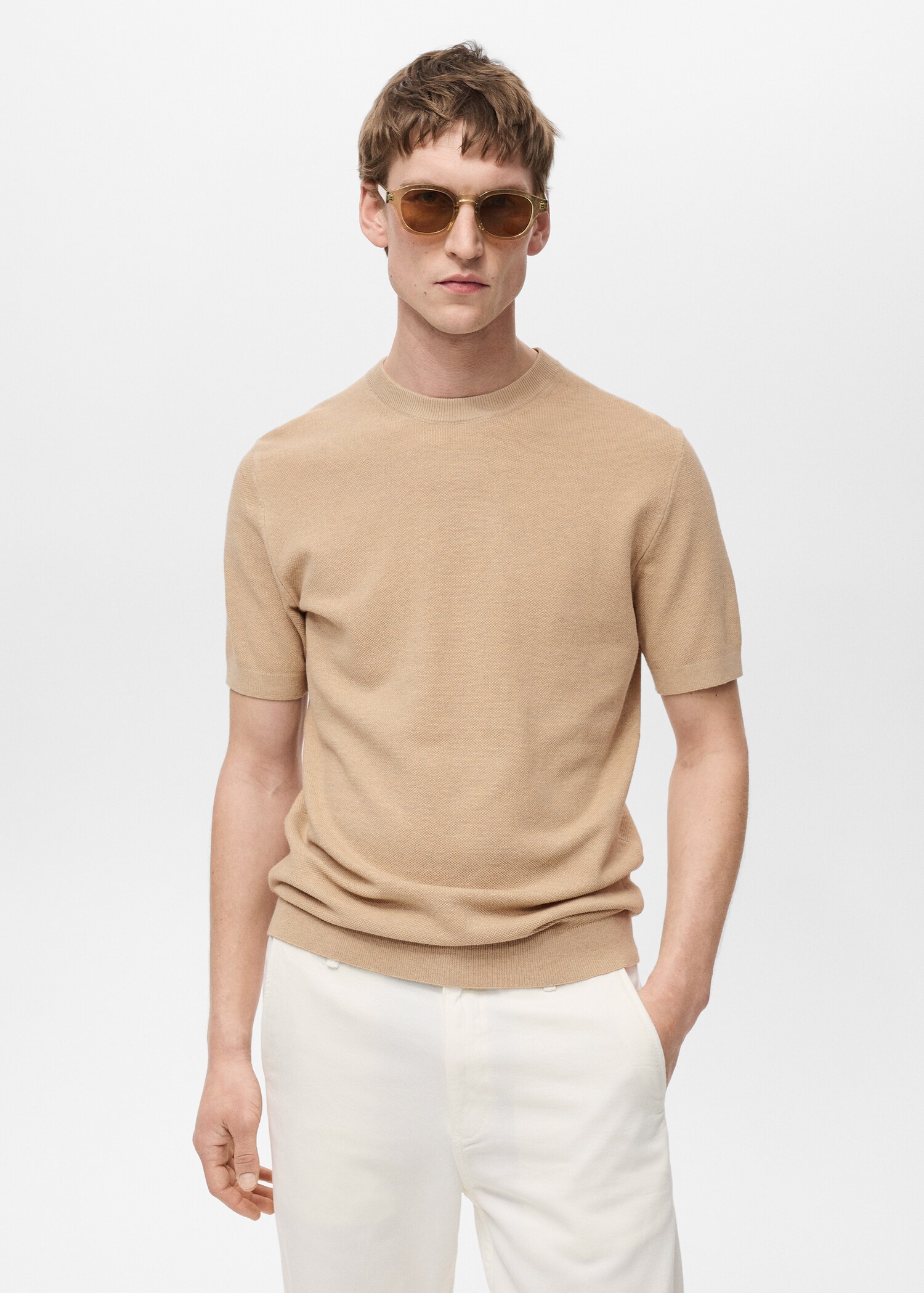 Cotton fine-knit t-shirt - Medium plane
