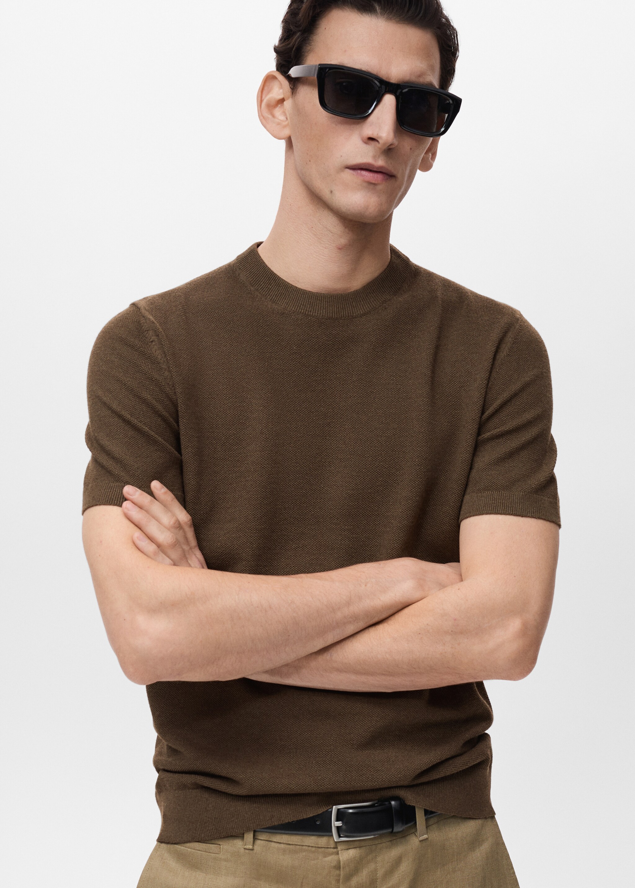 Camiseta punto fino algodón - Plano medio