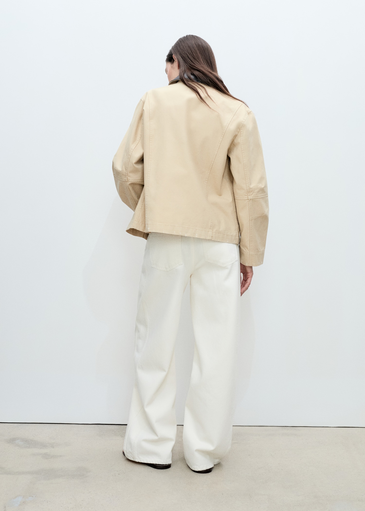 Cotton jacket with contrasting collar - Reverse of the article