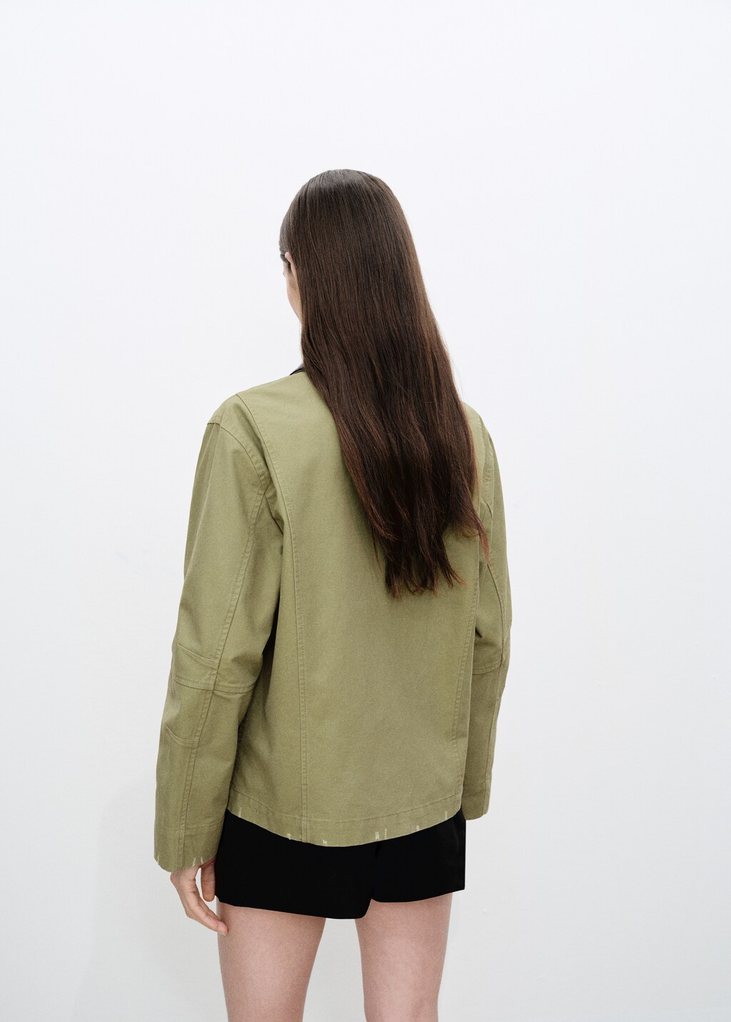 Cotton jacket with contrasting collar - image 3