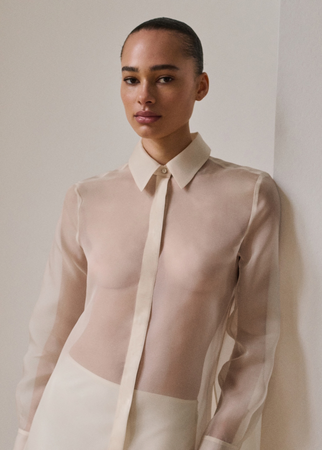 Mango Semi-transparent silk organza shirt
