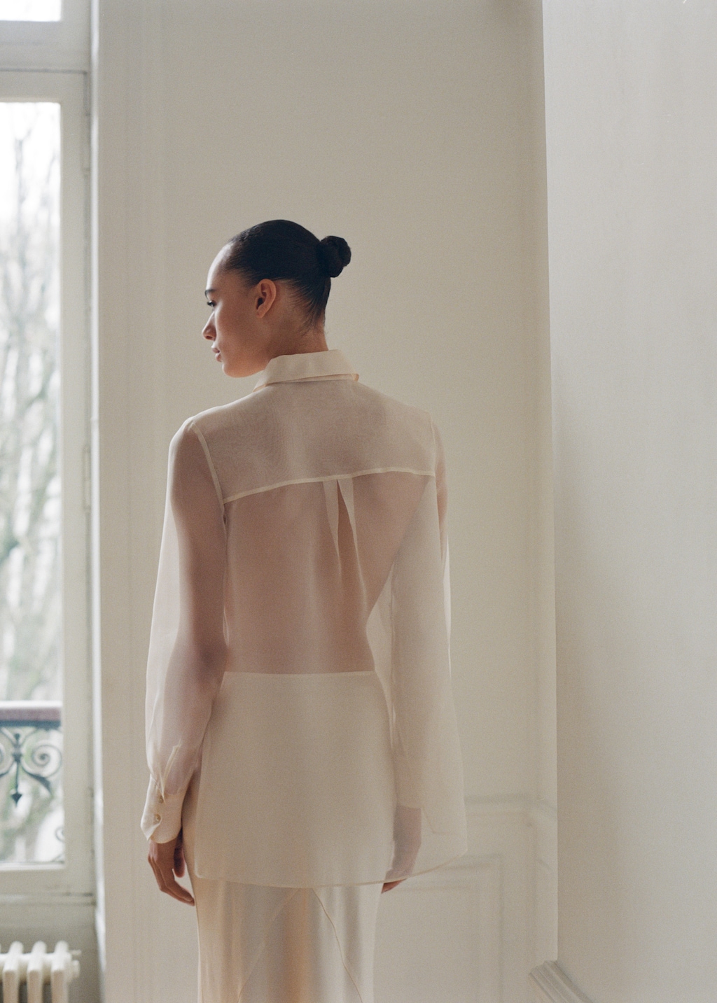 Mango Semi-transparent silk organza shirt