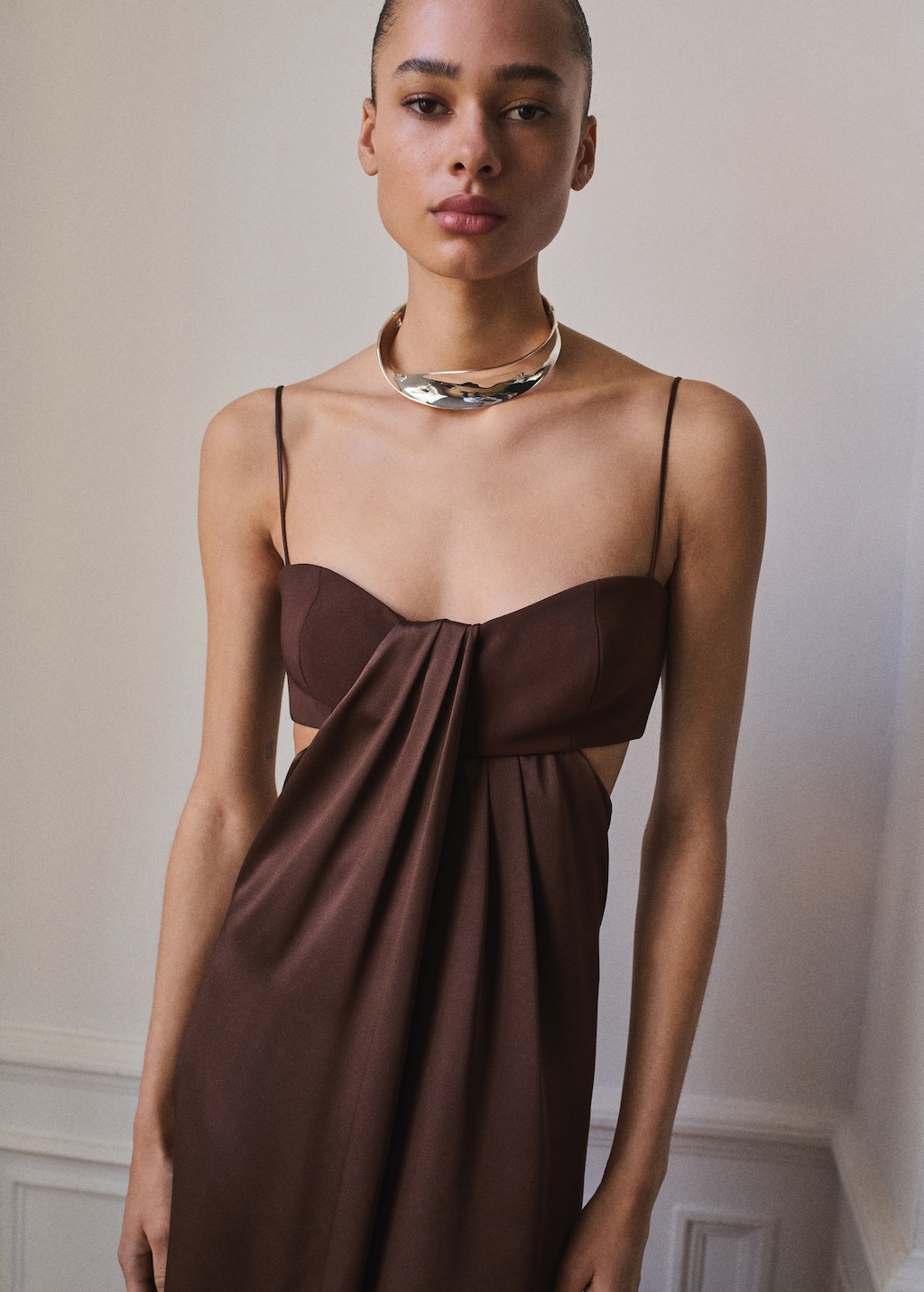 Satin dress with side slits
