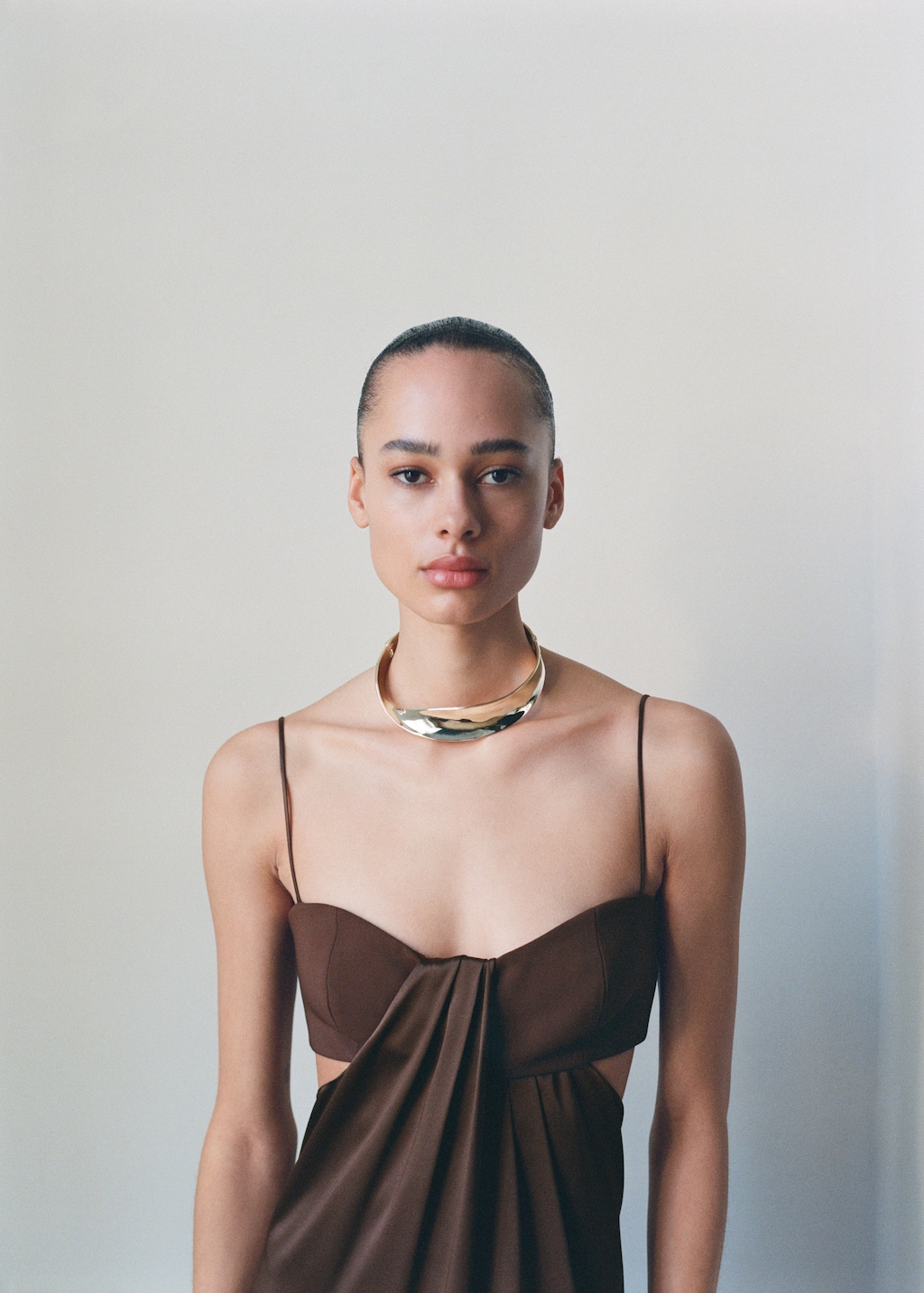 Satin dress with side slits