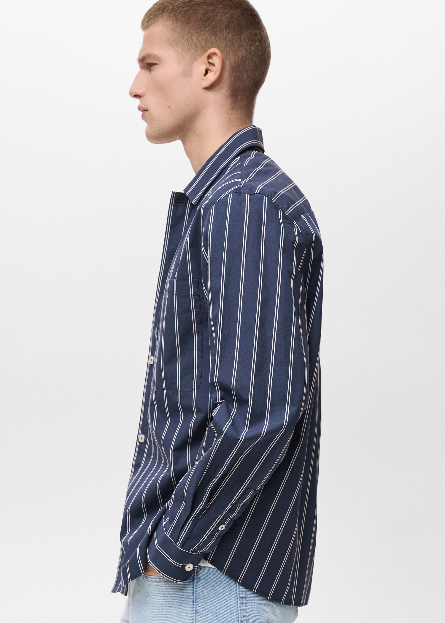 Regular-fit striped 100% cotton shirt - Details of the article 2