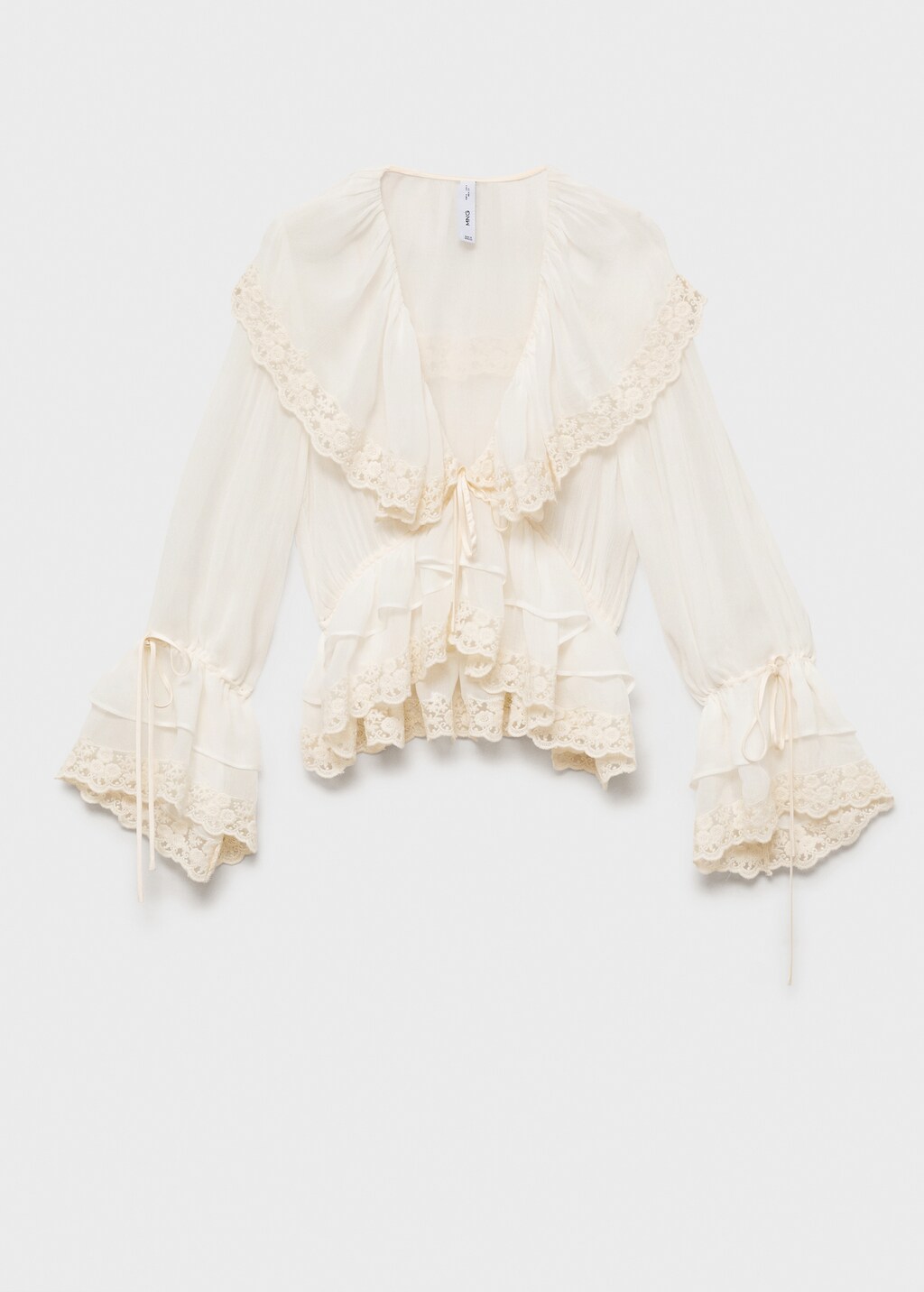 Blouse with ruffles and lace details - Women | MANGO Kosovo Blouse with ruffles and lace details - Women | MANGO Kosovo
