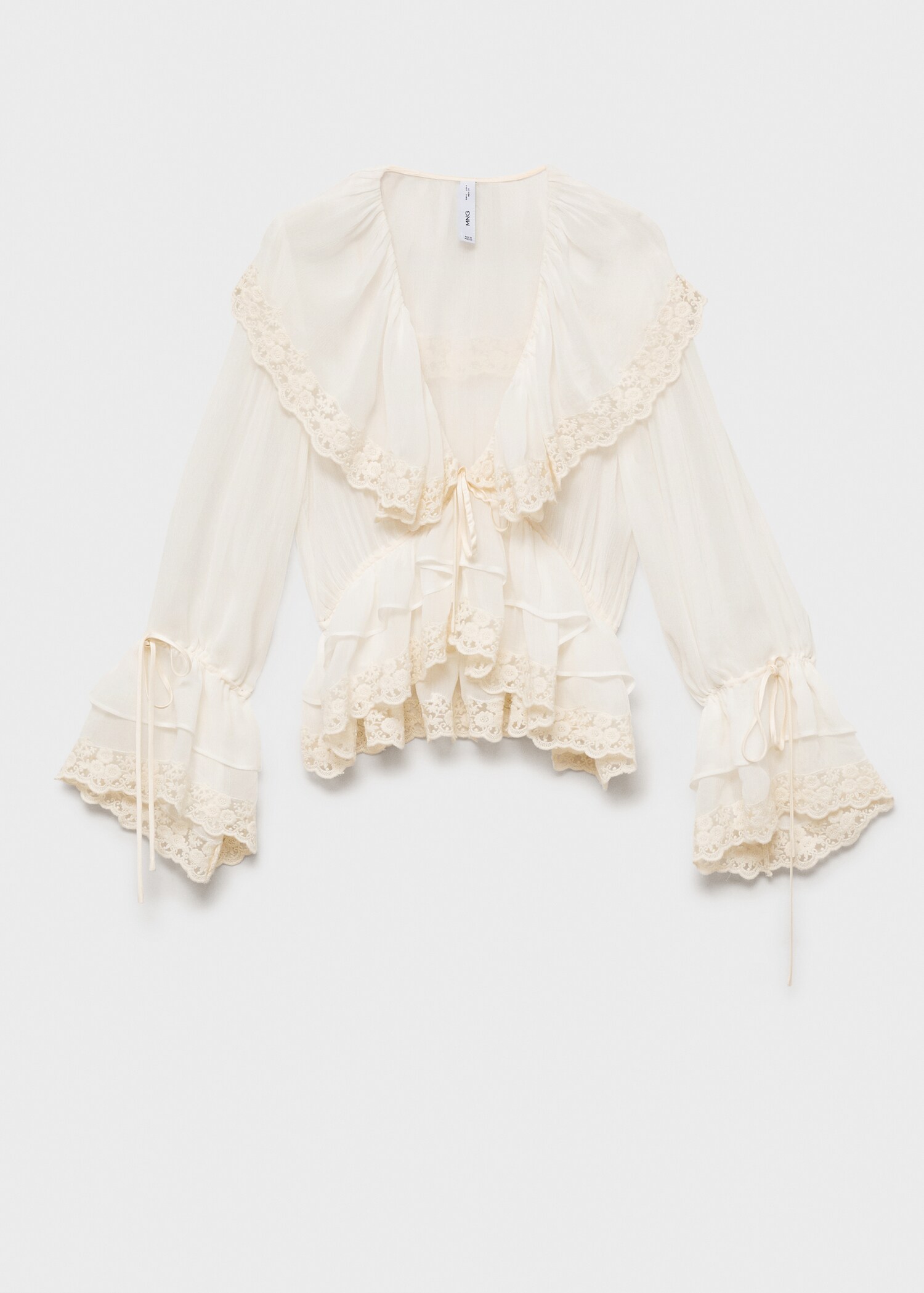 Rüschenbluse mit Details aus Spitze - Artikel ohne Model