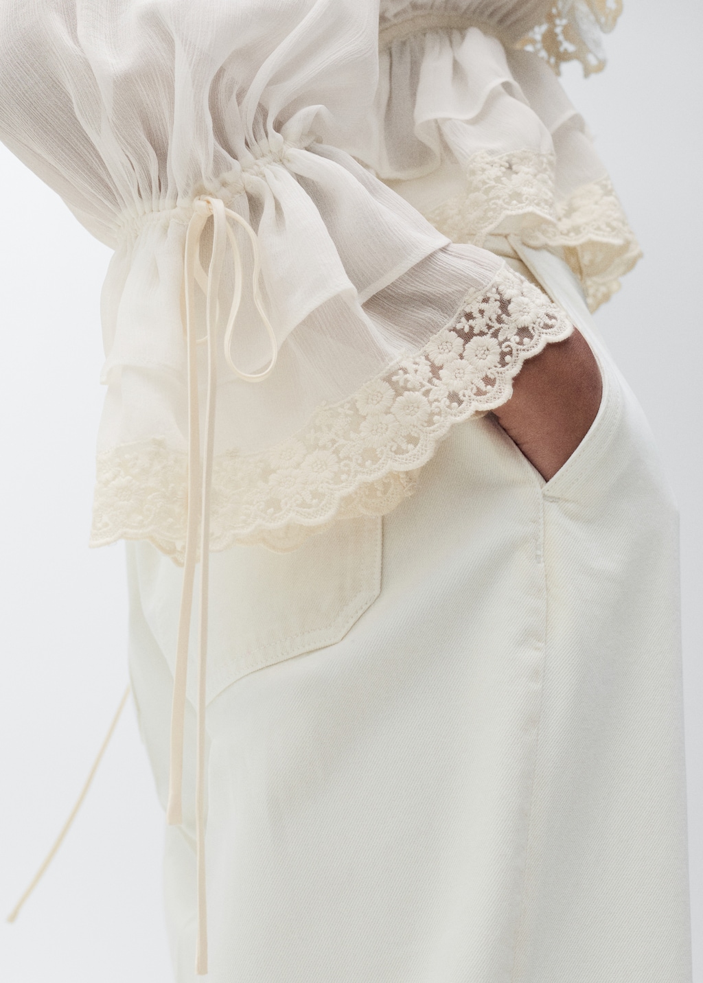 Mango Blouse with ruffles and lace details
