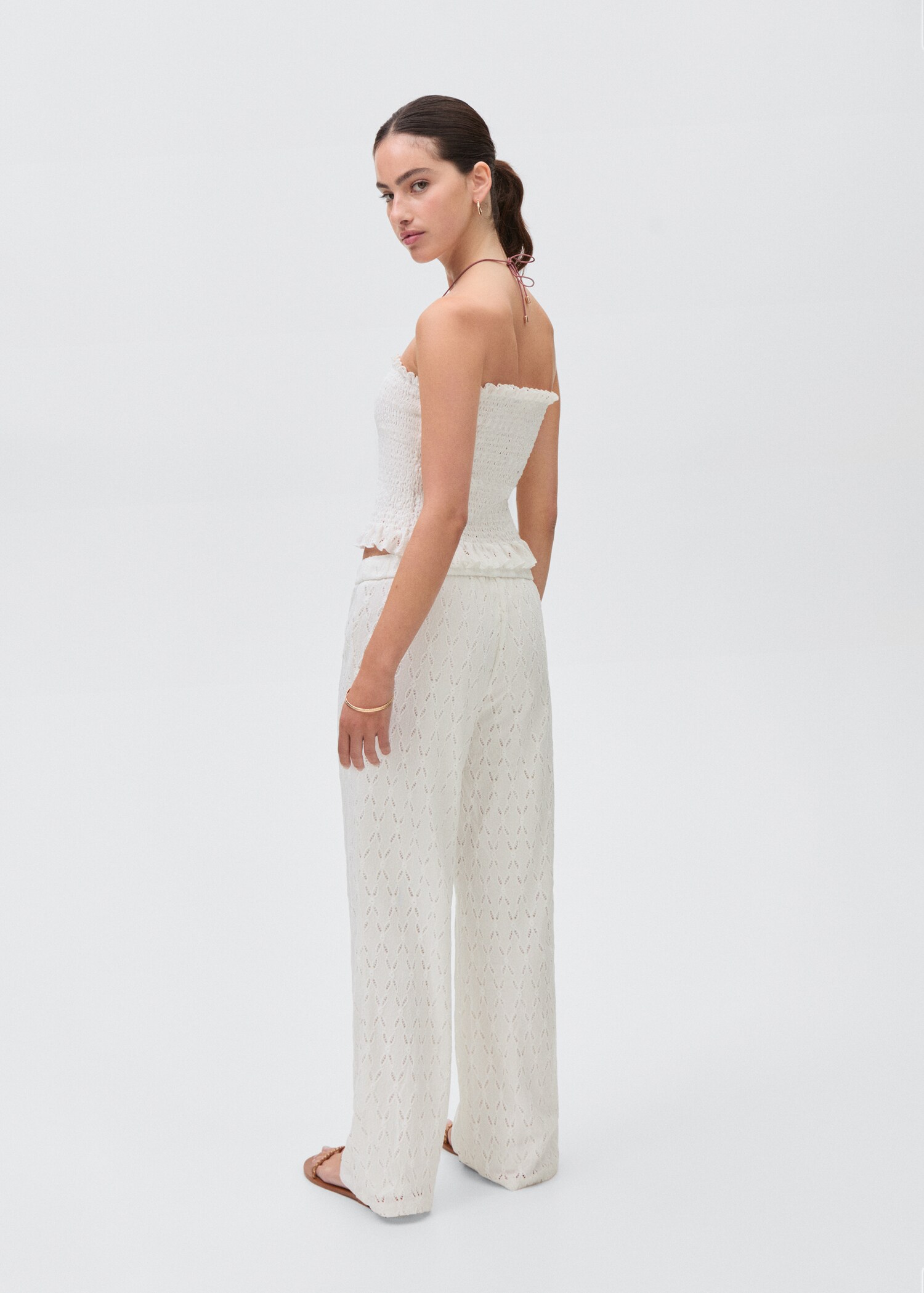 Swiss-embroidered trousers - Reverse of the article