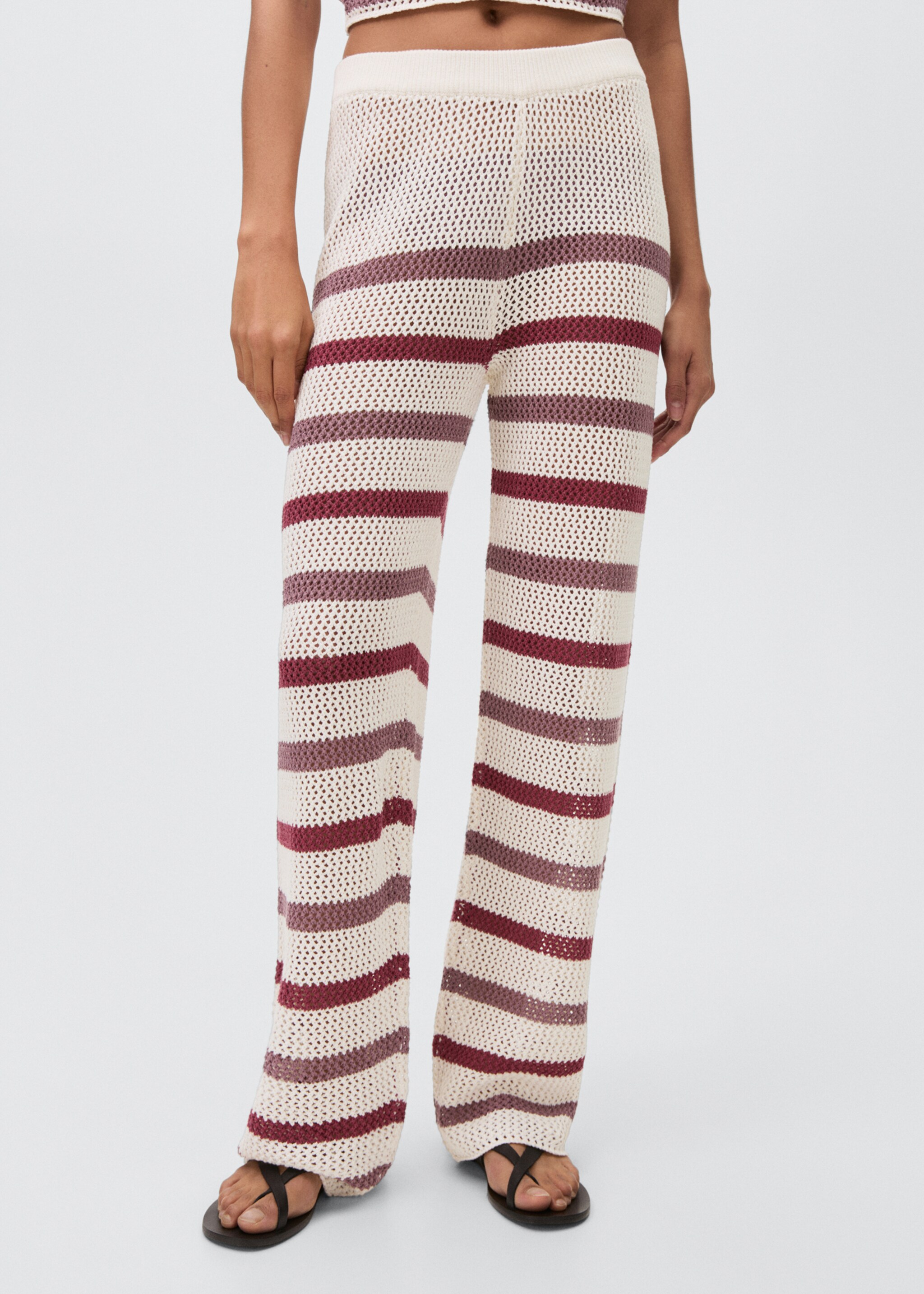 Pantalon en maille ajourée à rayures - Plan moyen