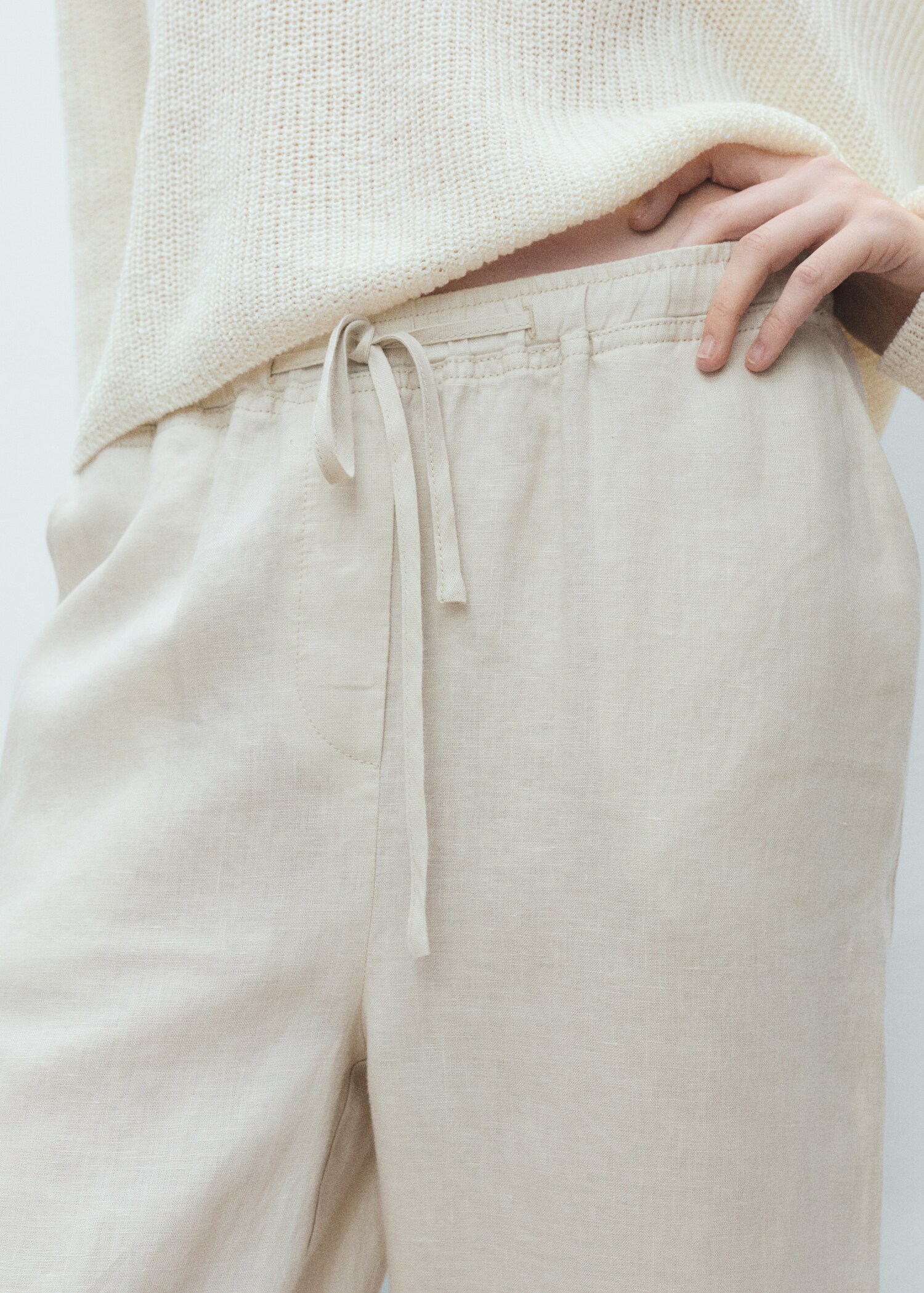 Straight linen-blend trousers - Details of the article 6