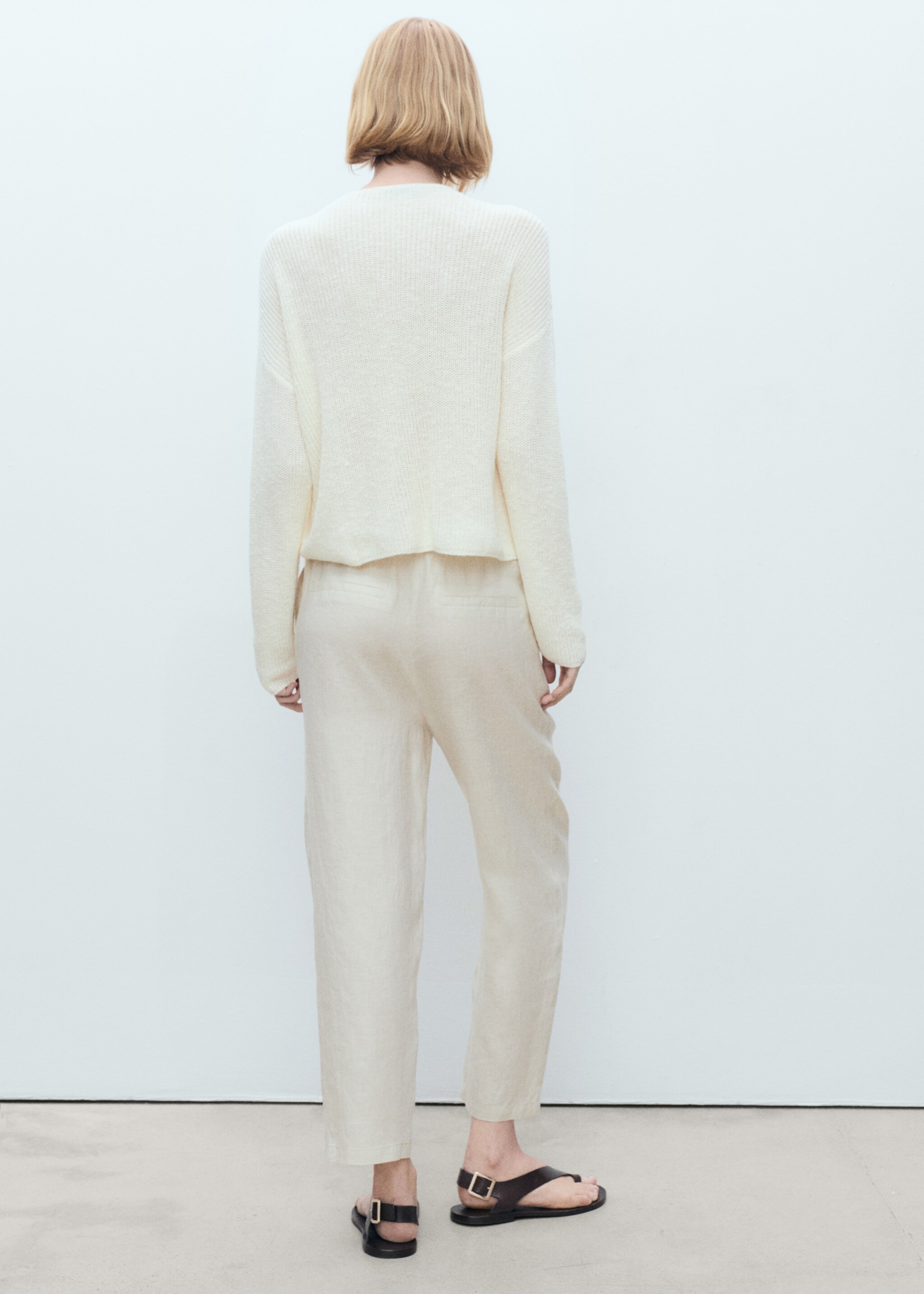 Straight linen-blend trousers - Зворотна сторона товару